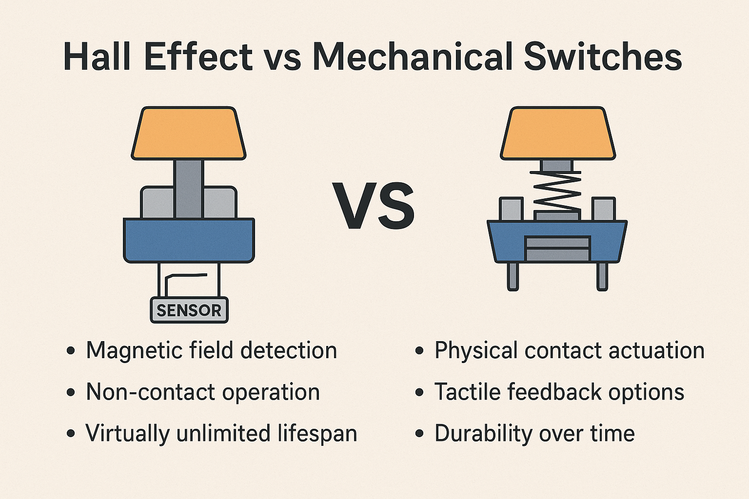 Hall Effect vs Mechanical Switches: Understanding the Key Differences