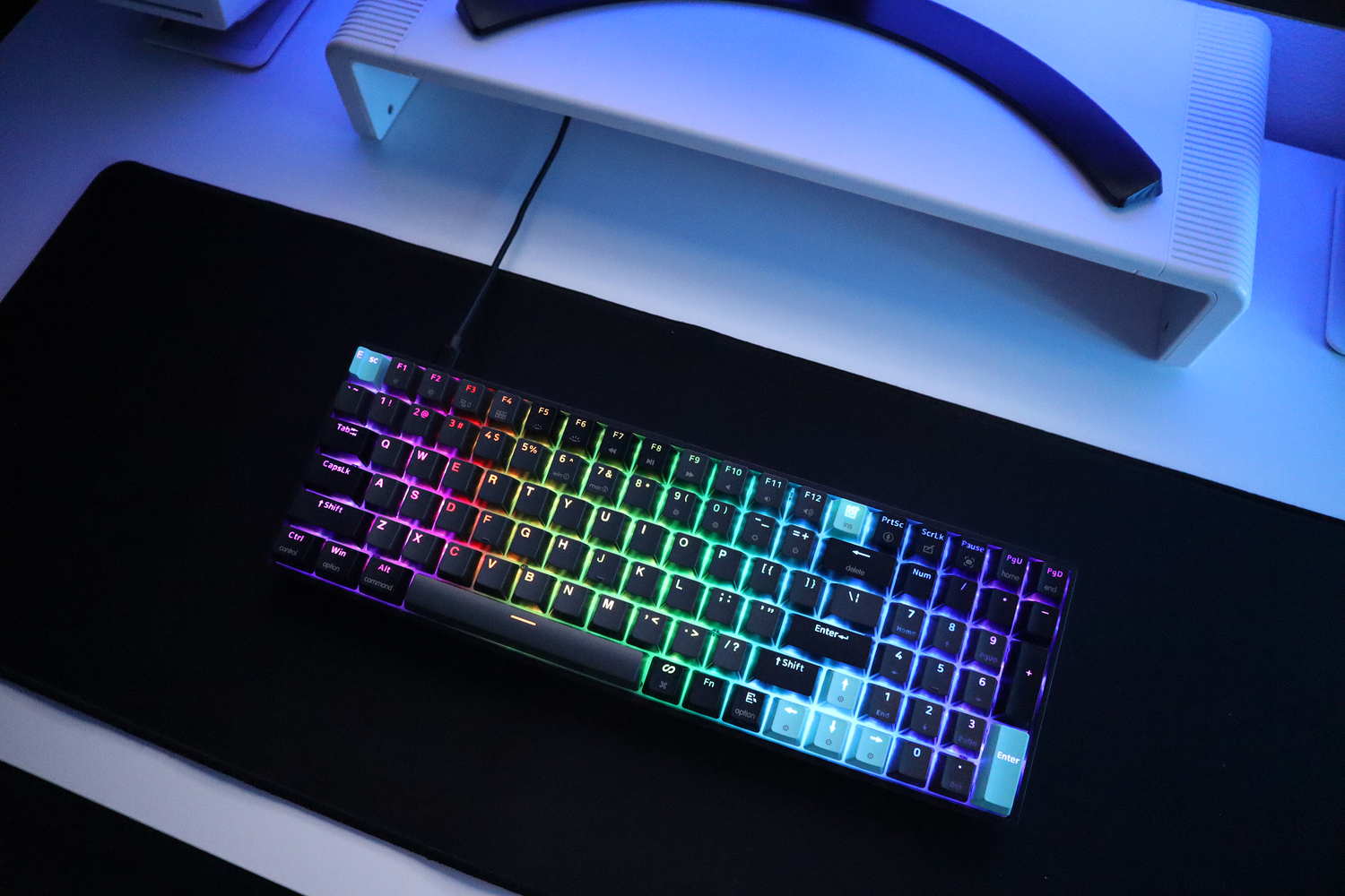 glacier stealth silent mechanical keyboard with rgb