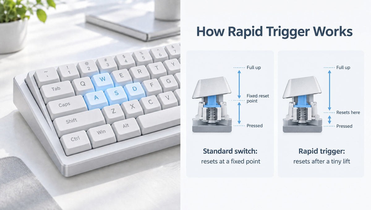 Best rapid trigger settings: standard switch reset vs rapid trigger reset on a magnetic keyboard