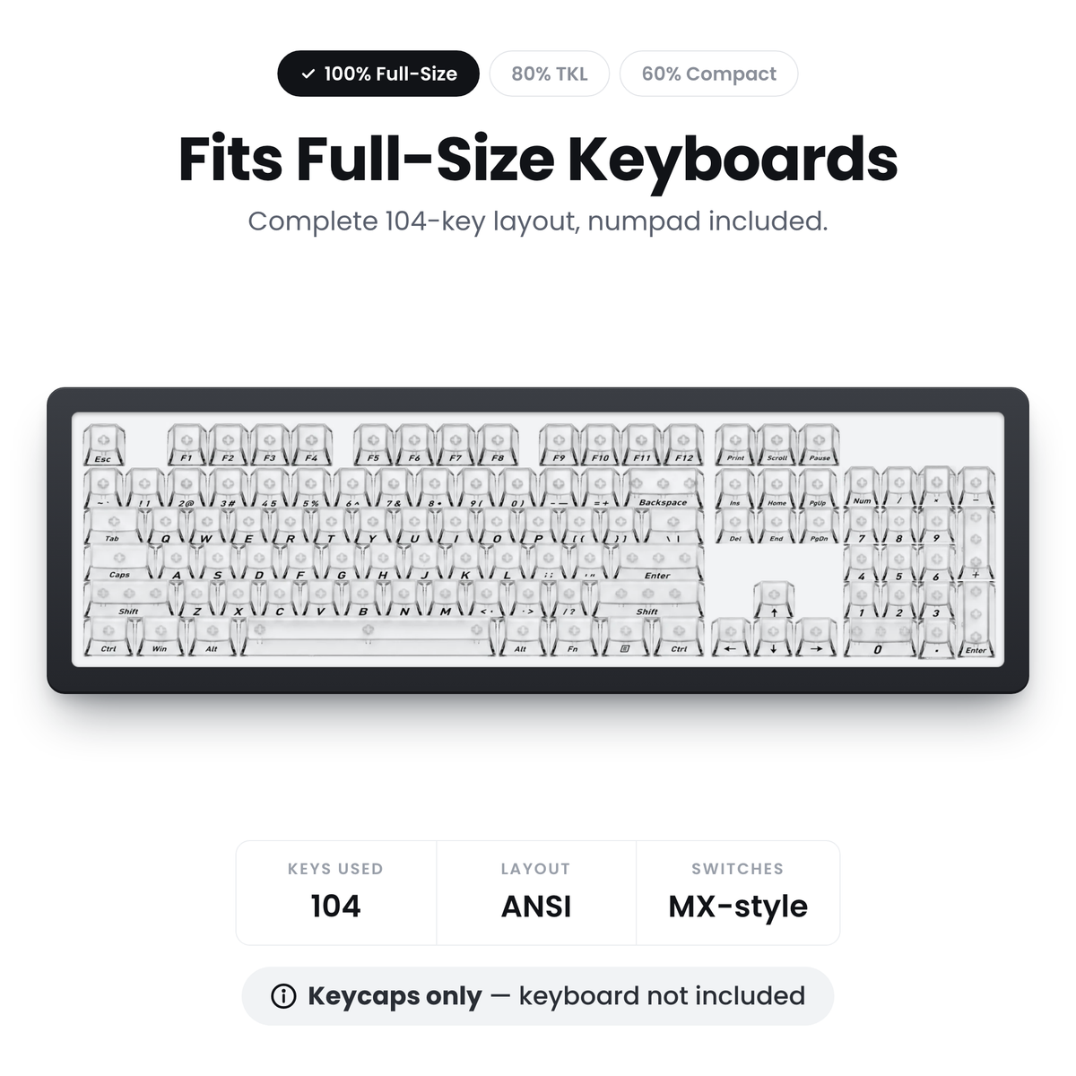 Glacier Frosted Crystal Keycaps Set
