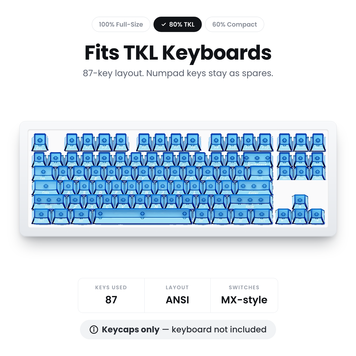 Glacier Frosted Crystal Keycaps Set