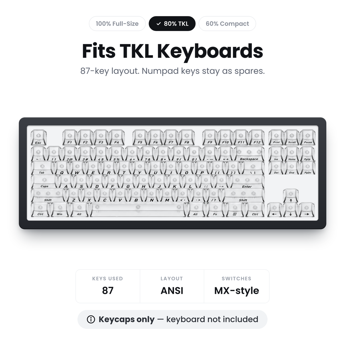 Glacier Frosted Crystal Keycaps Set