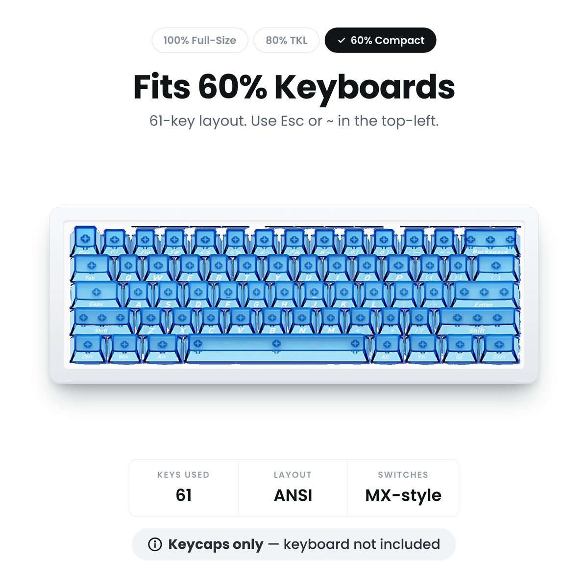 Glacier Frosted Crystal Keycaps Set