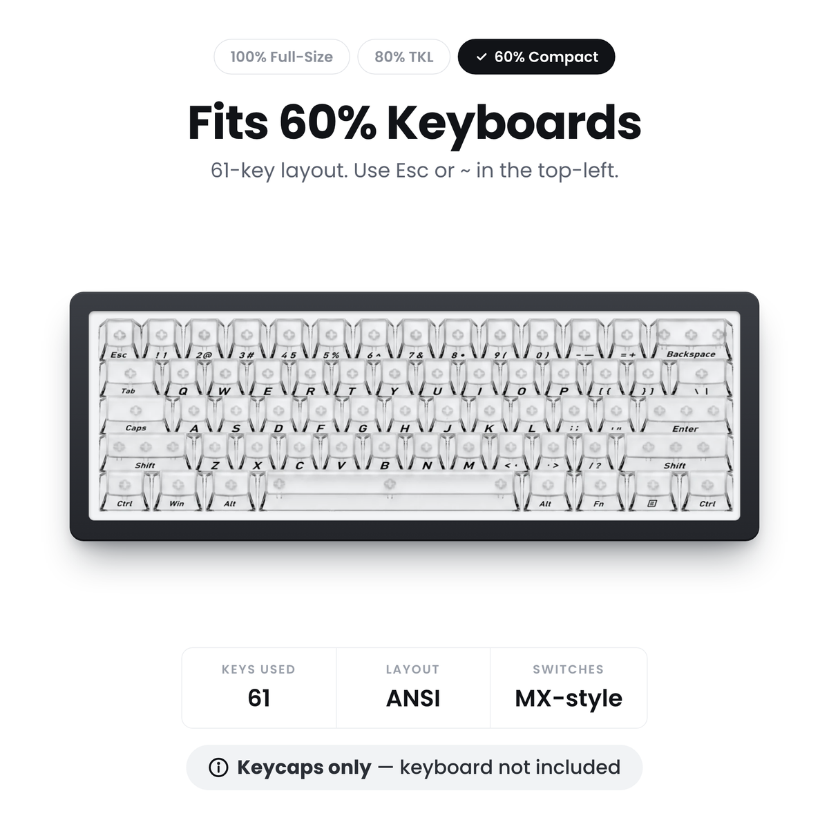 Glacier Frosted Crystal Keycaps Set