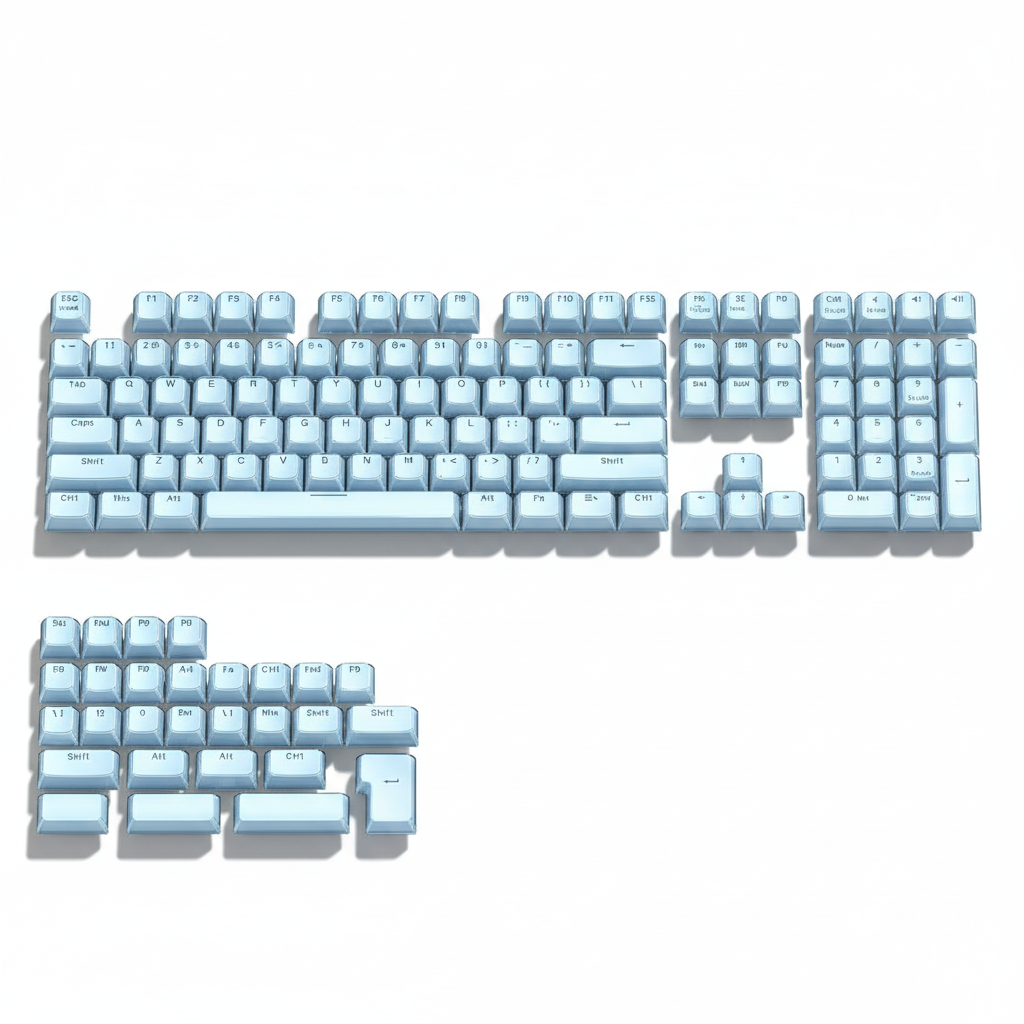 Blue crystal jelly keycaps with shadows