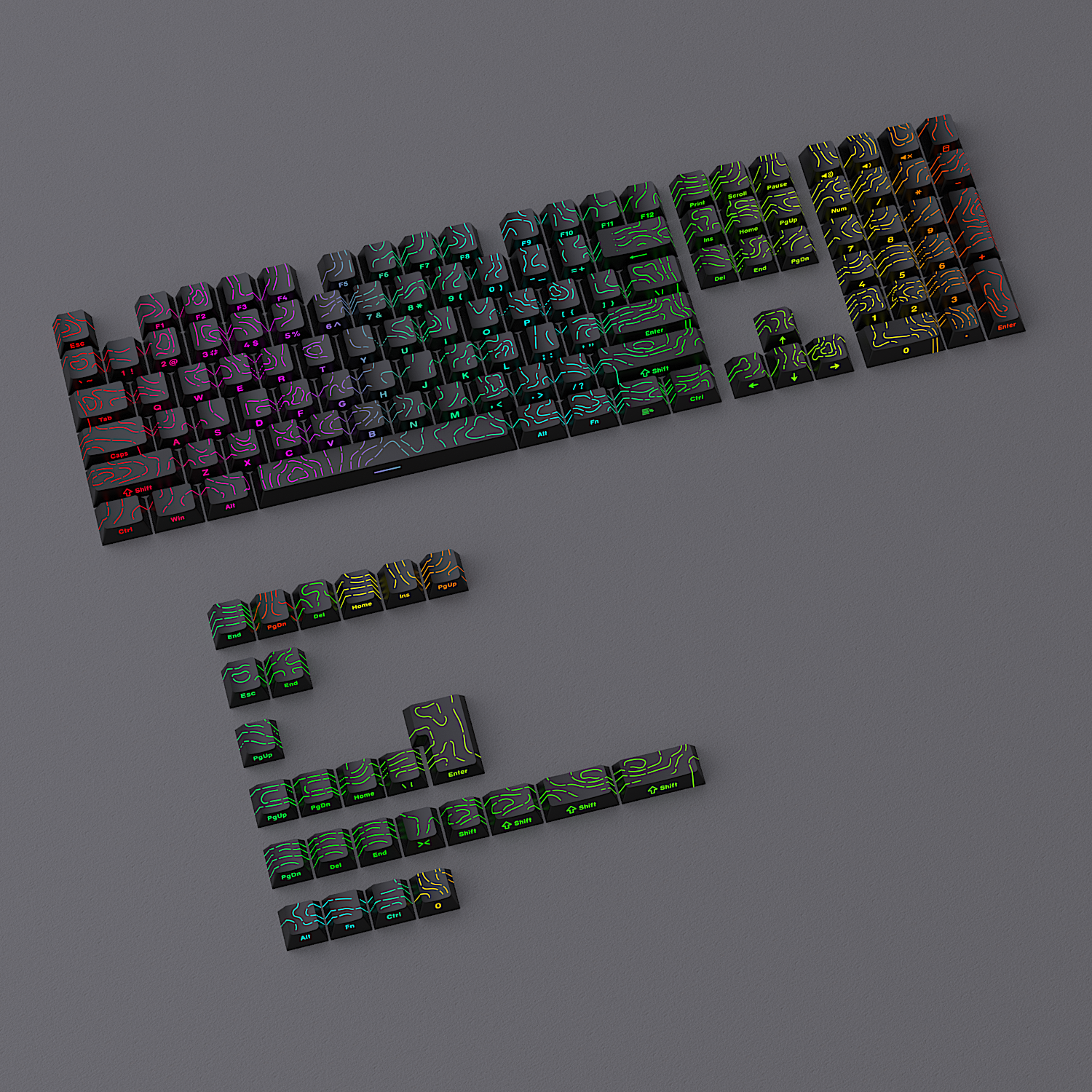 Glacier Contour Lines Keycaps