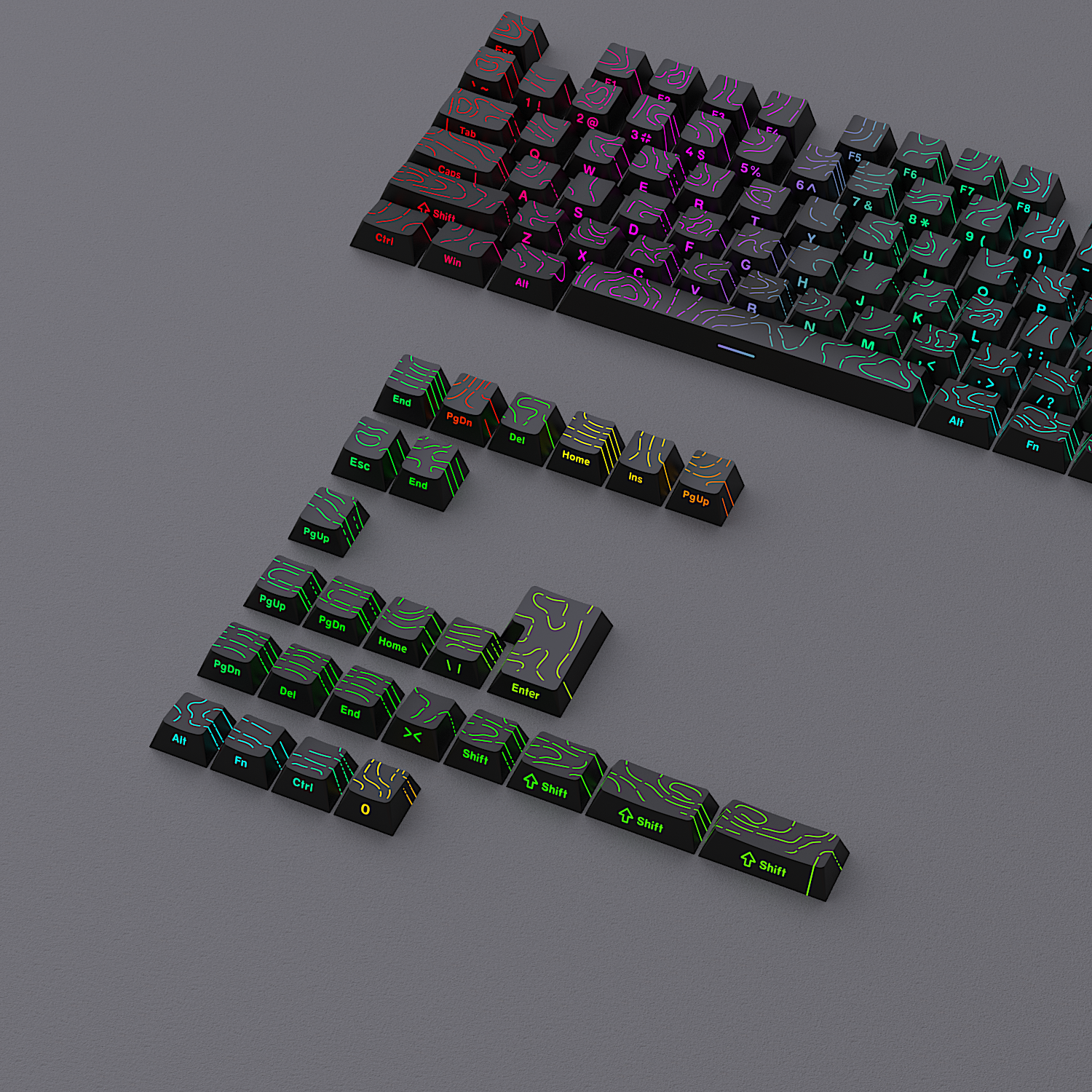 Glacier Contour Lines Keycaps