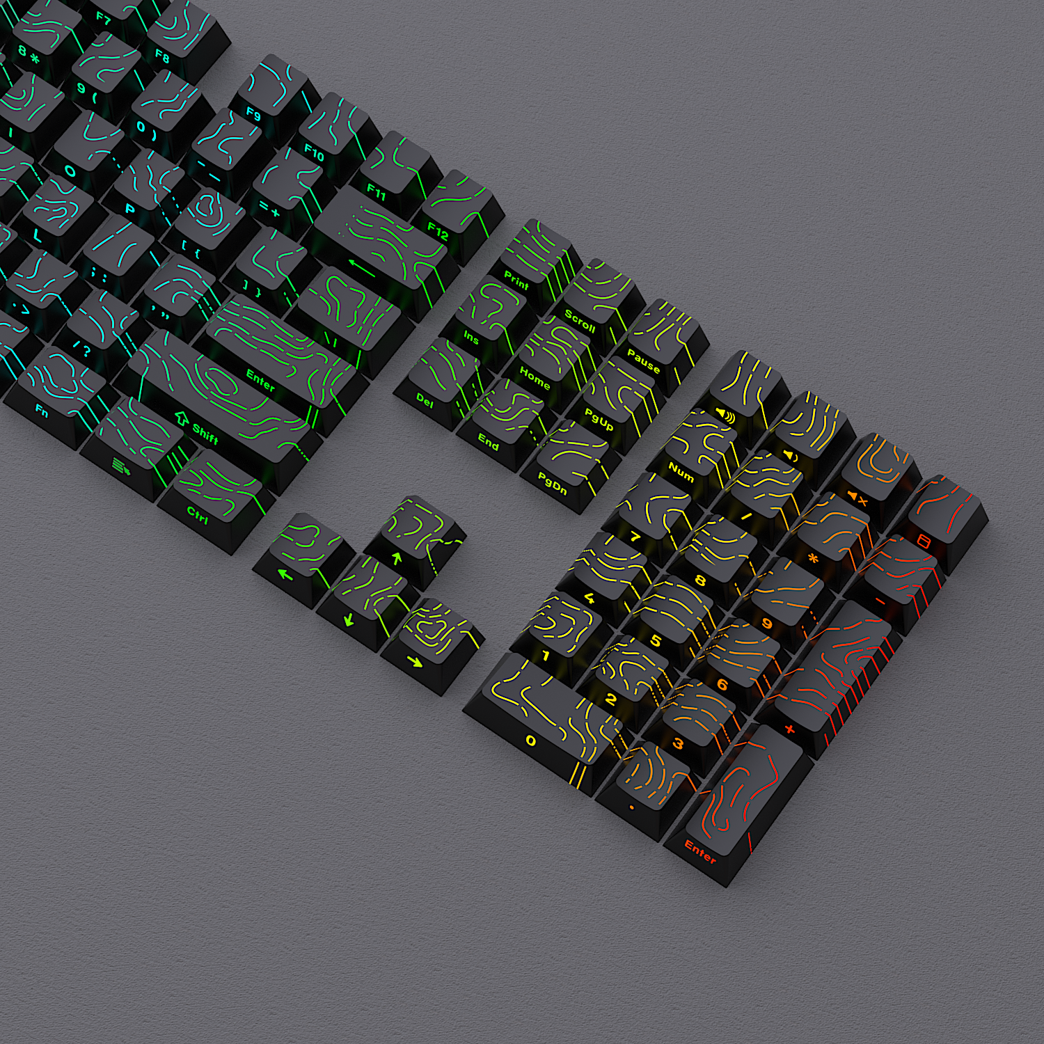 Glacier Contour Lines Keycaps