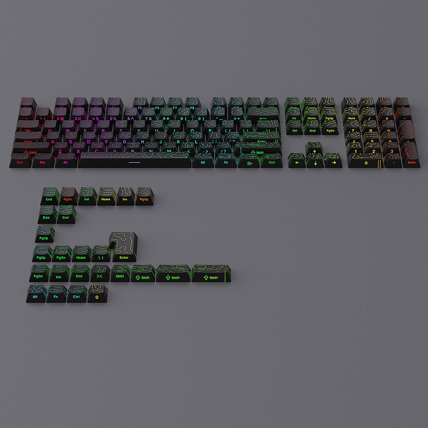 Glacier Contour Lines Keycaps
