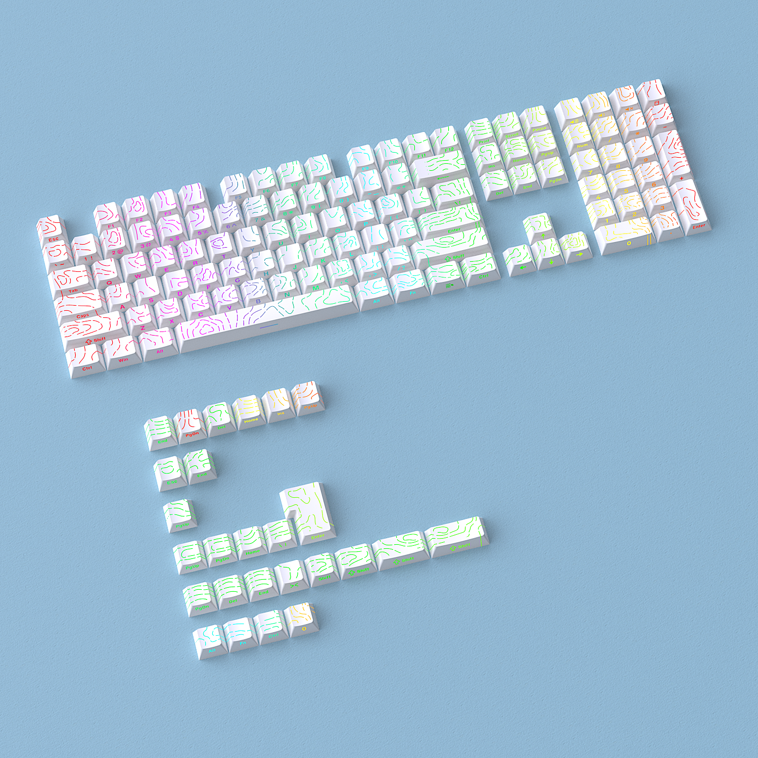Glacier Contour Lines Keycaps