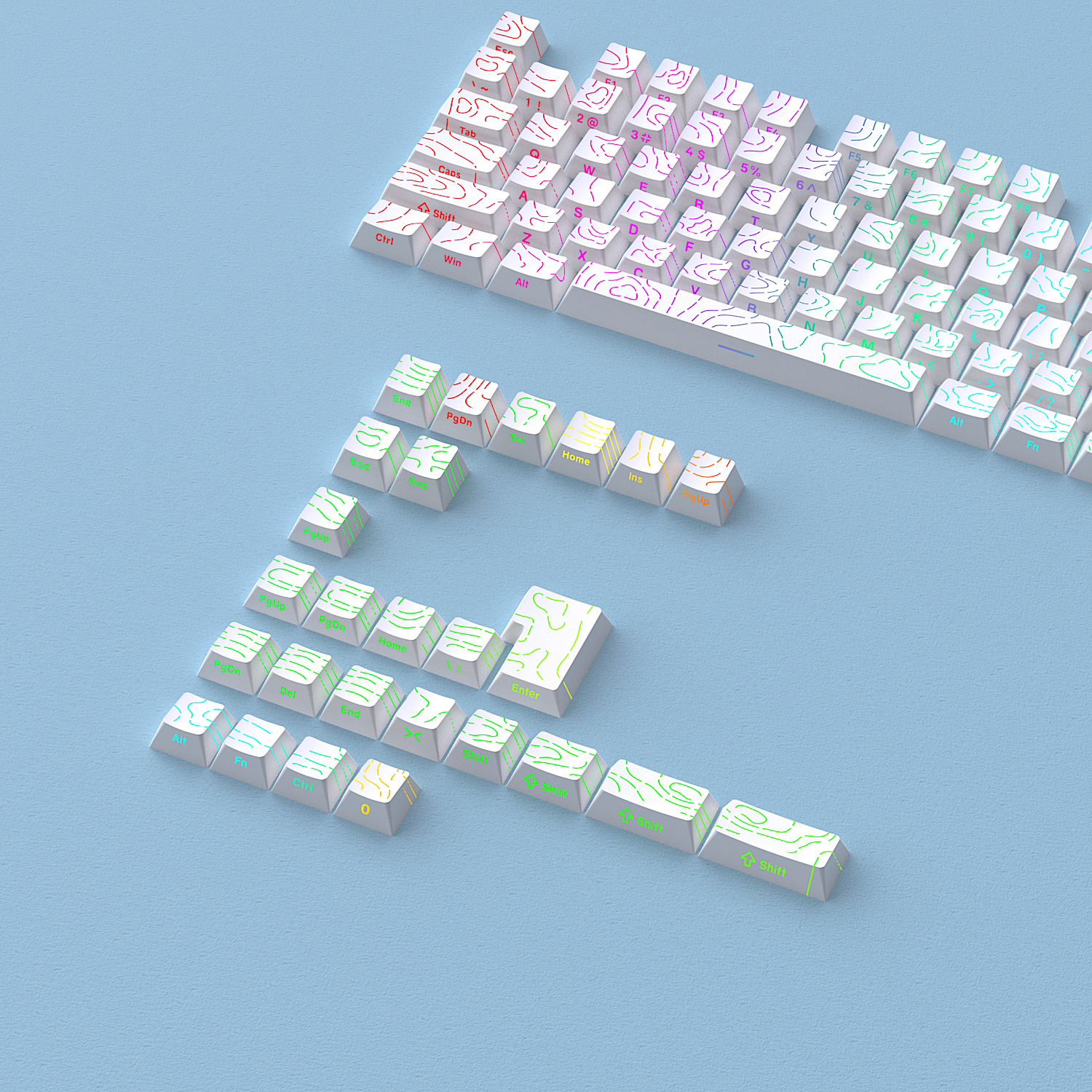 Glacier Contour Lines Keycaps