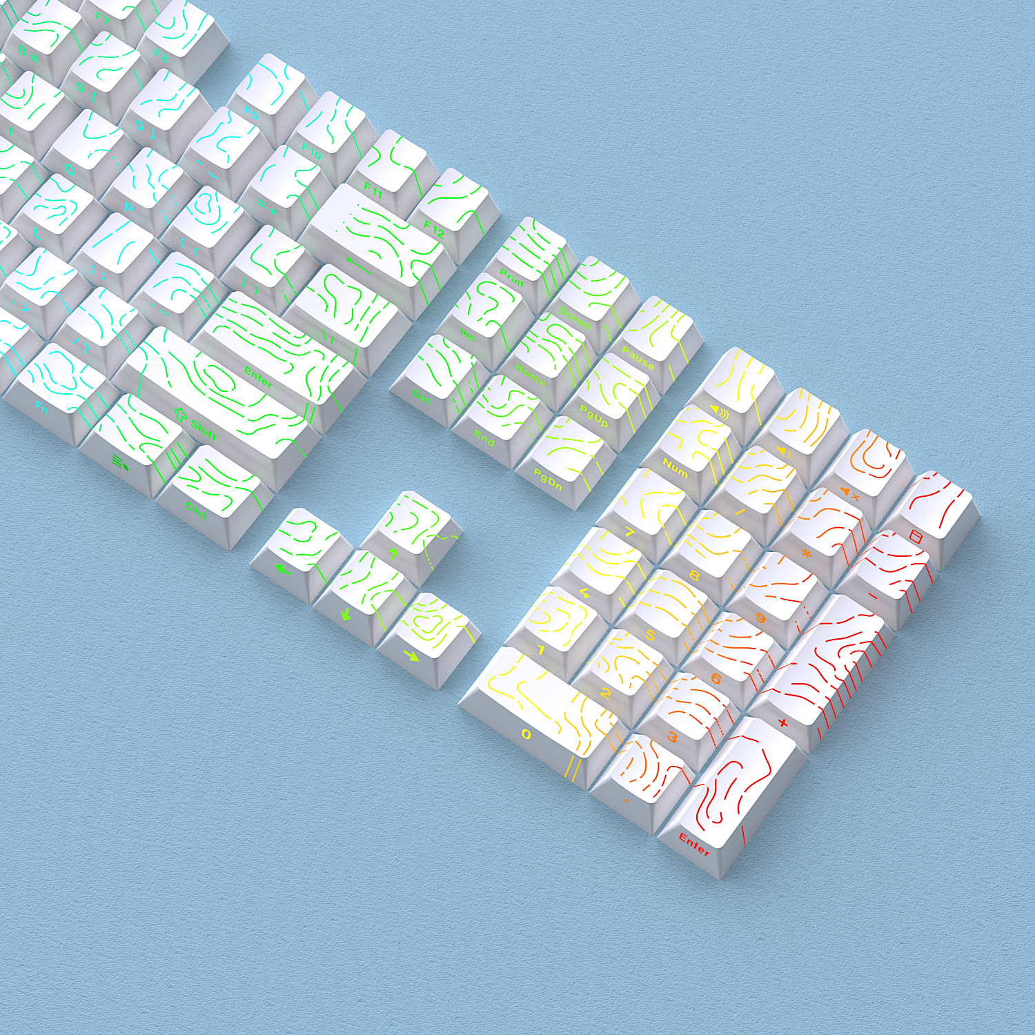 Glacier Contour Lines Keycaps