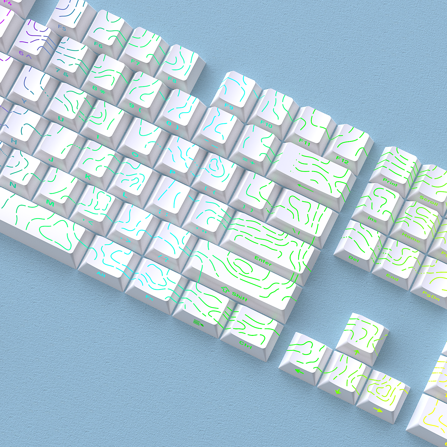 Glacier Contour Lines Keycaps