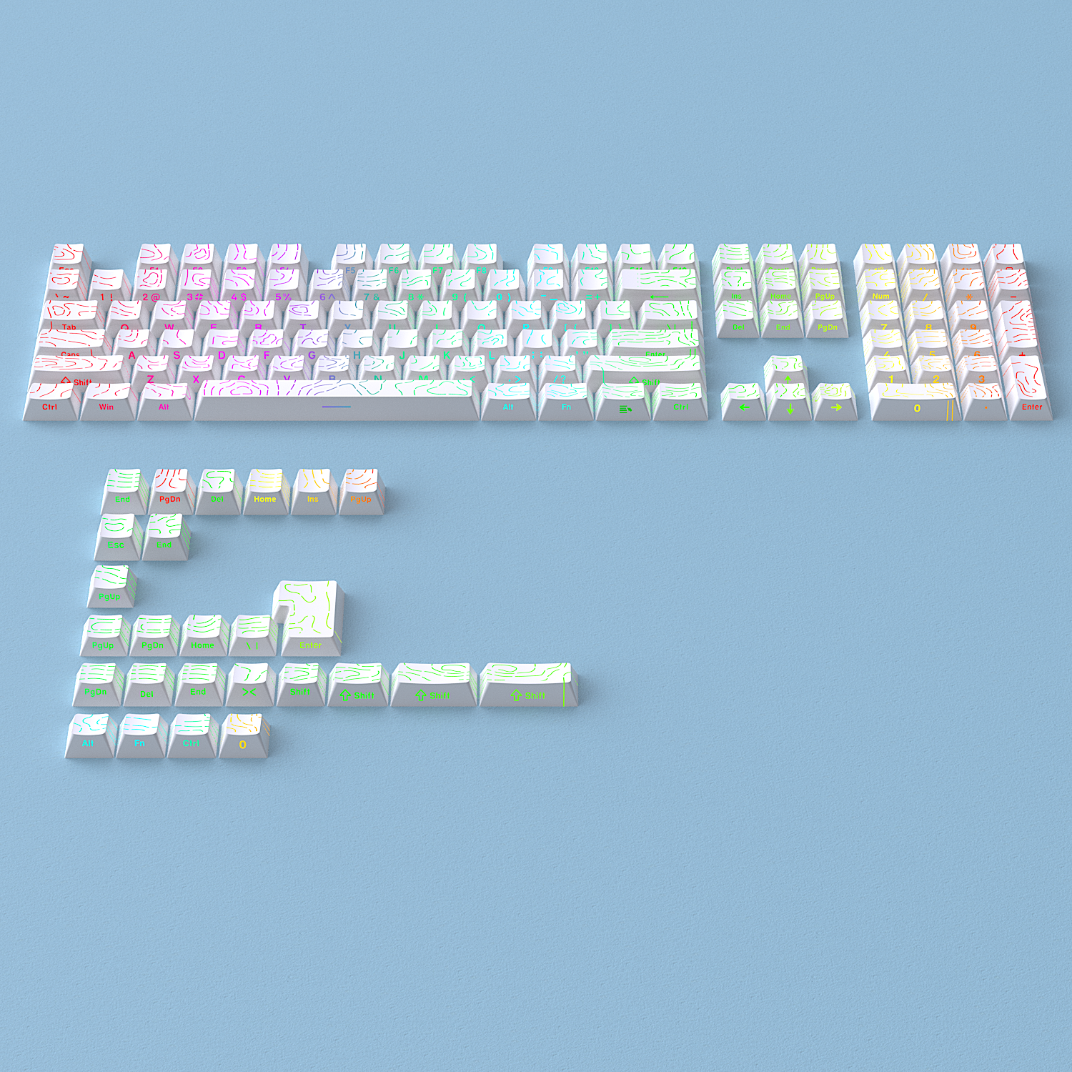 Glacier Contour Lines Keycaps