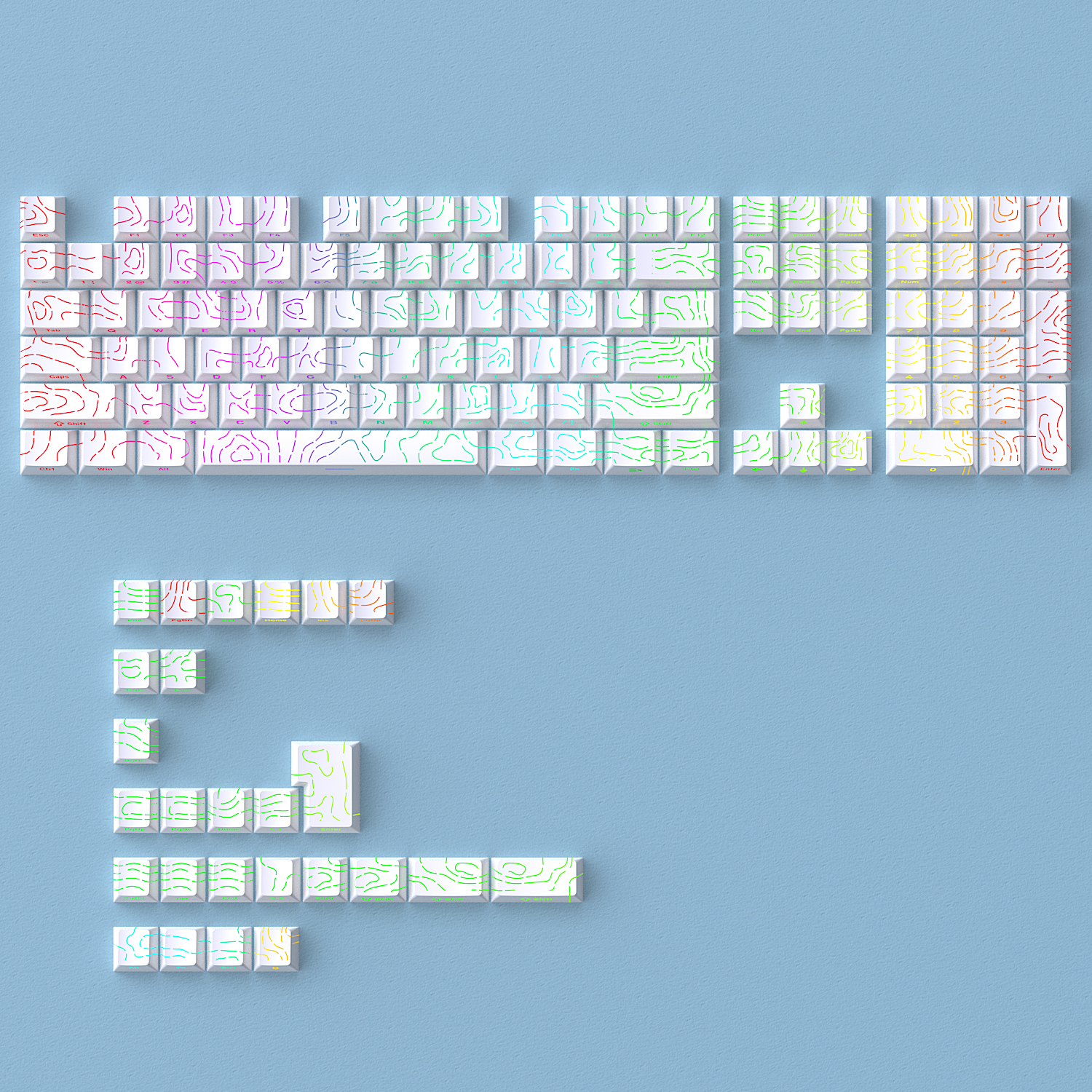 Glacier Contour Lines Keycaps