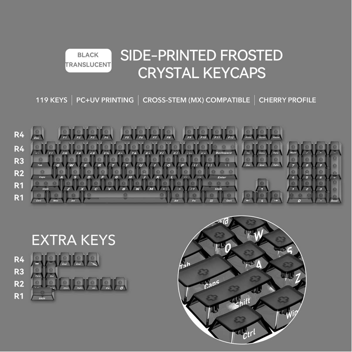 Glacier Frosted Crystal Keycaps Set