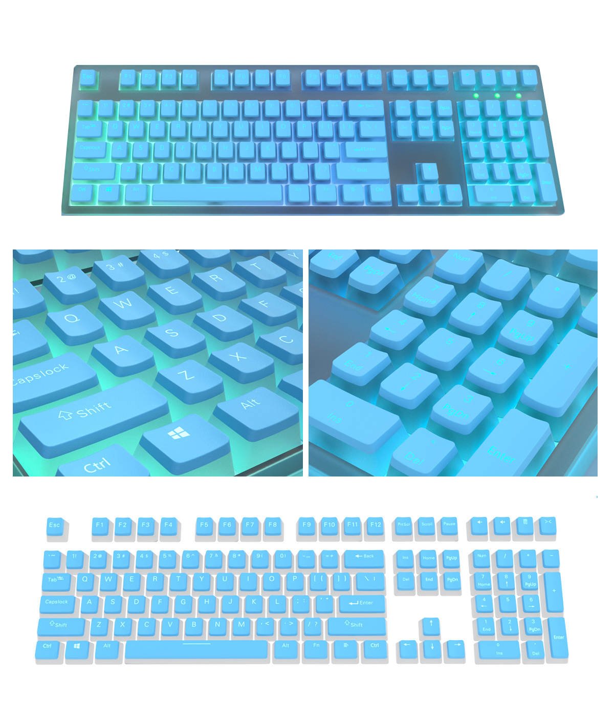 Glacier Frosted PBT Keycaps Set OEM Profile-