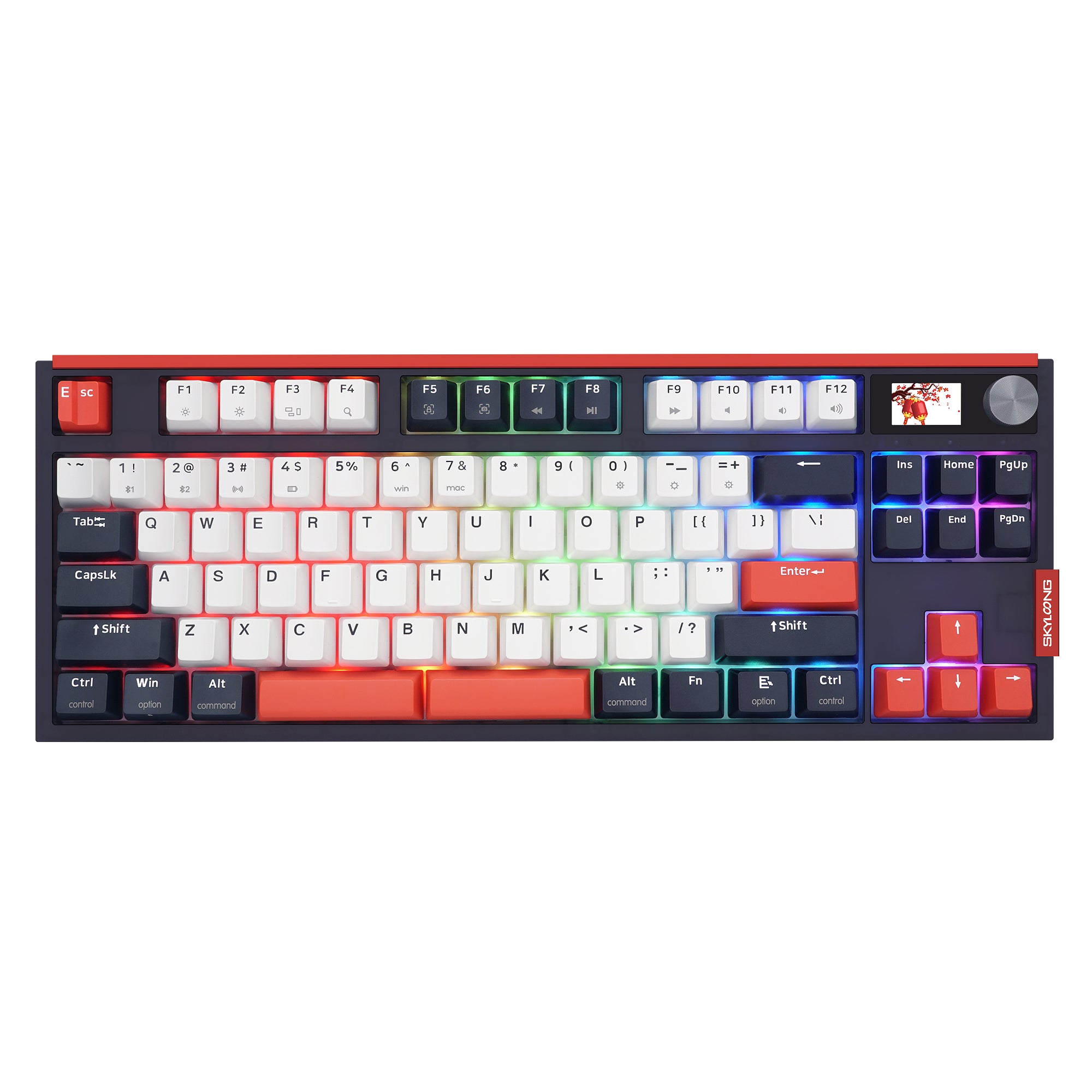 Glacier Skyloong GK87 Pro Youth Wireless/Wired Mechanical Keyboard-Black Red White-