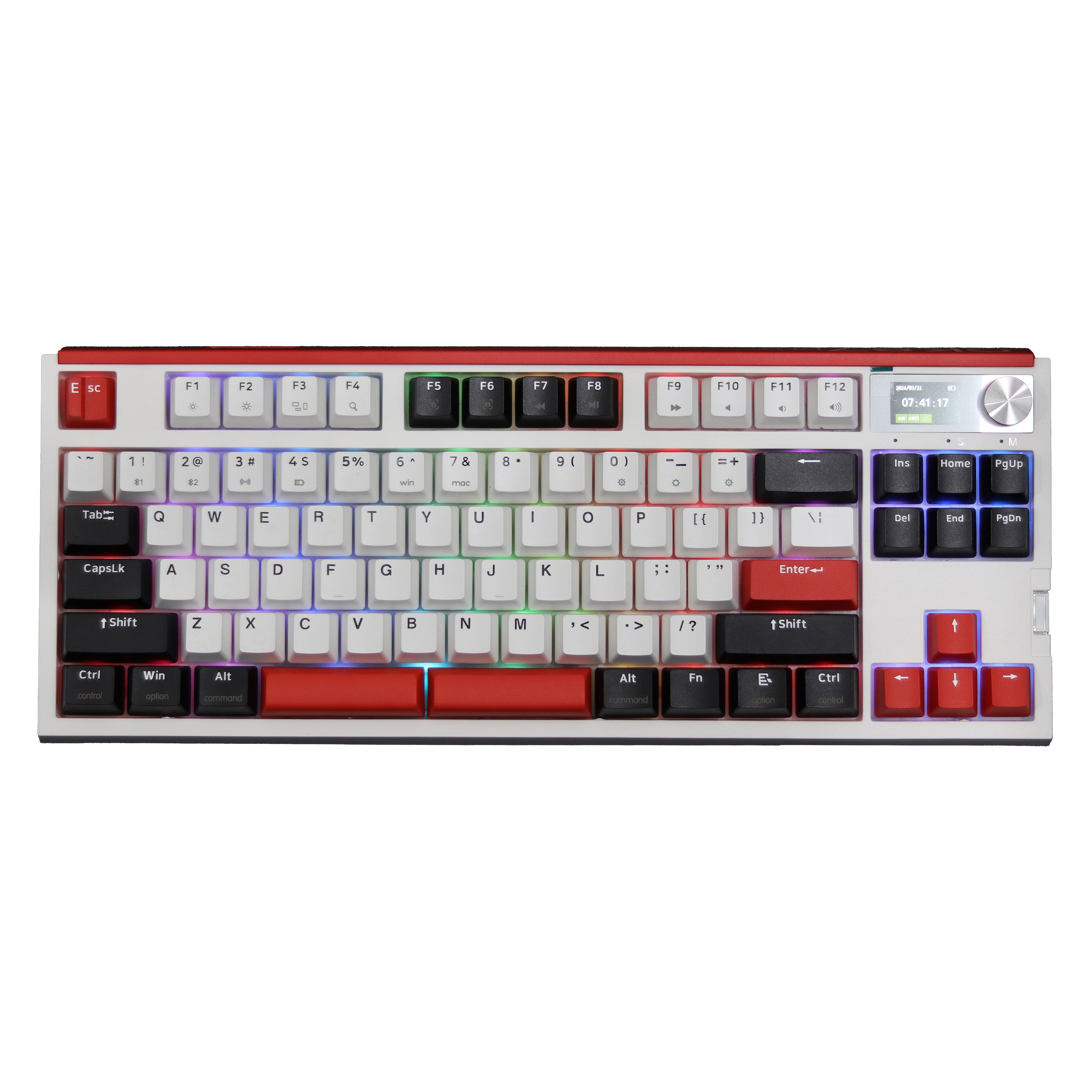 Glacier Skyloong GK87 Pro Youth Wireless/Wired Mechanical Keyboard-White Red Black-