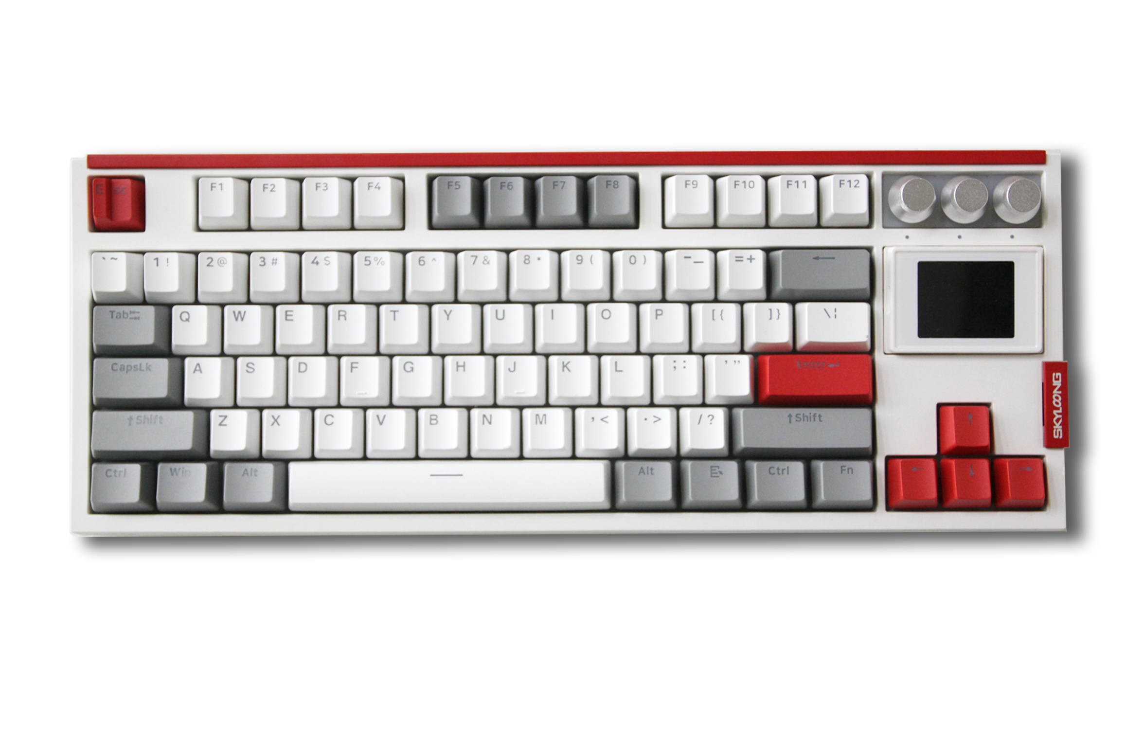 Glacier Skyloong GK87 Pro Wireless/Wired Mechanical Keyboard-Red Gray White-Pre-built