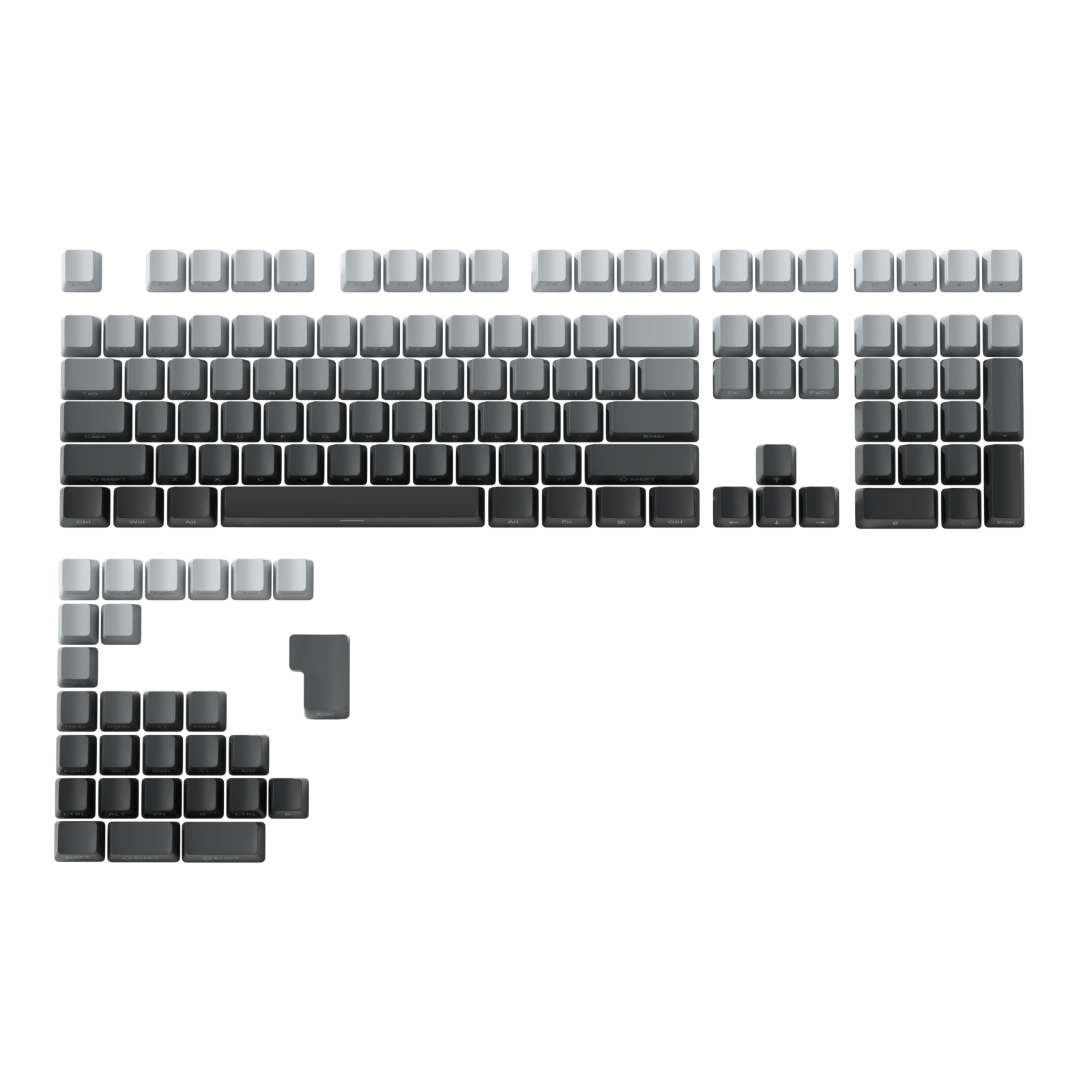 Glacier Gradient PBT Dyed Sub Cherry Profile Side Print Keycaps Set-Black-