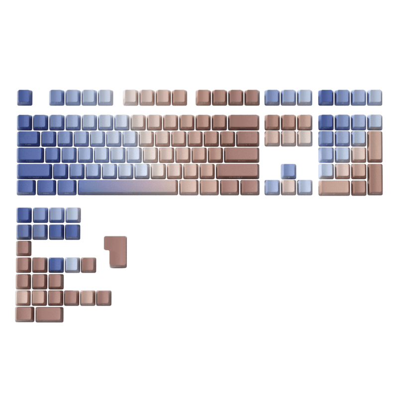 Glacier Gradient PBT Dyed Sub Cherry Profile Side Print Keycaps Set-Blue/Beige-