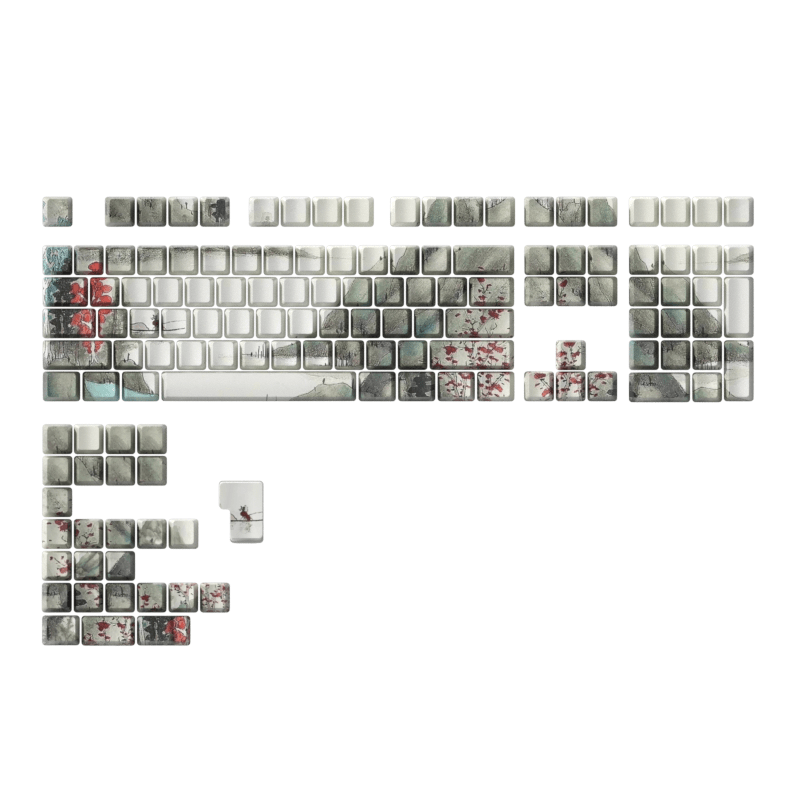 Glacier PBT Dyed Sub Cherry Profile Side Print Chinese Ink Painting Keycaps Set-