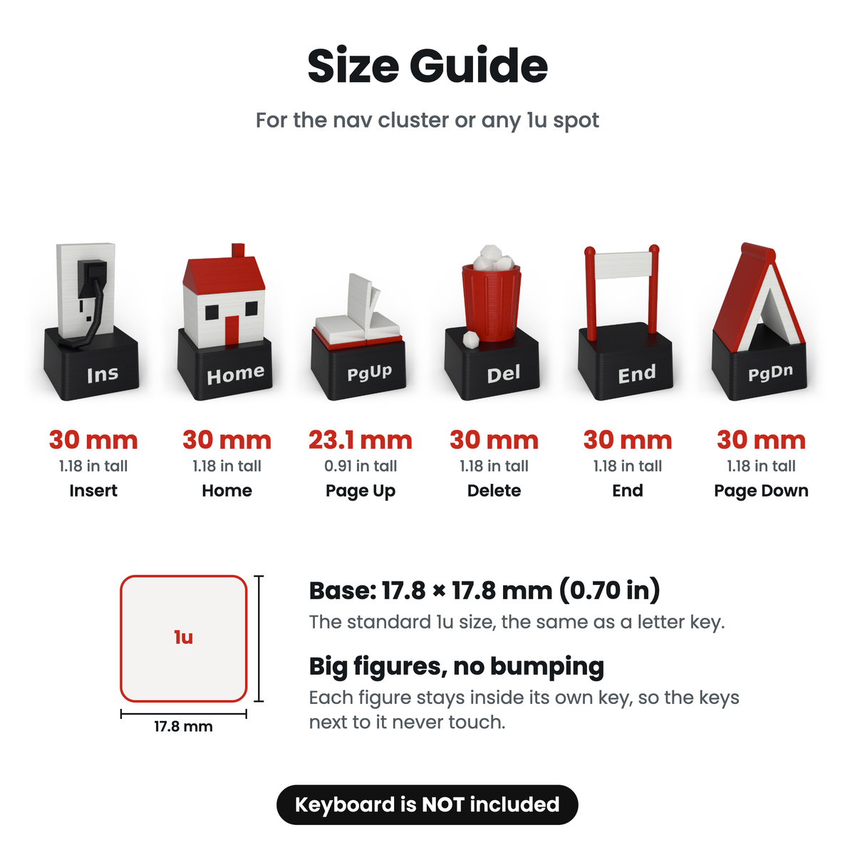 Size guide: standard 1u base, 30 mm tall
