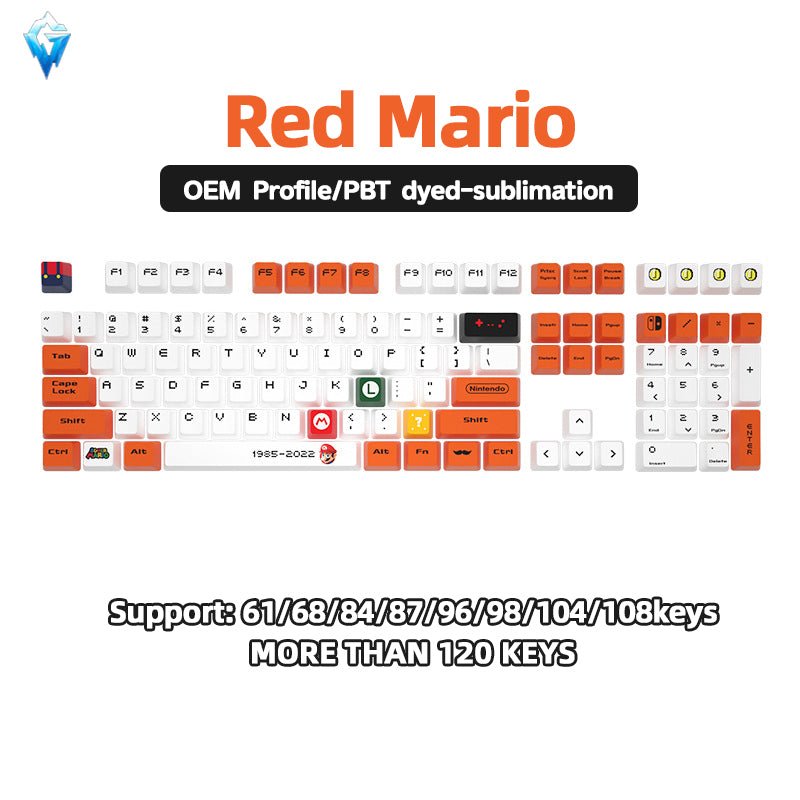 Glacier PBT Dyed Sublimated OEM Profile Mario Keycaps Set-