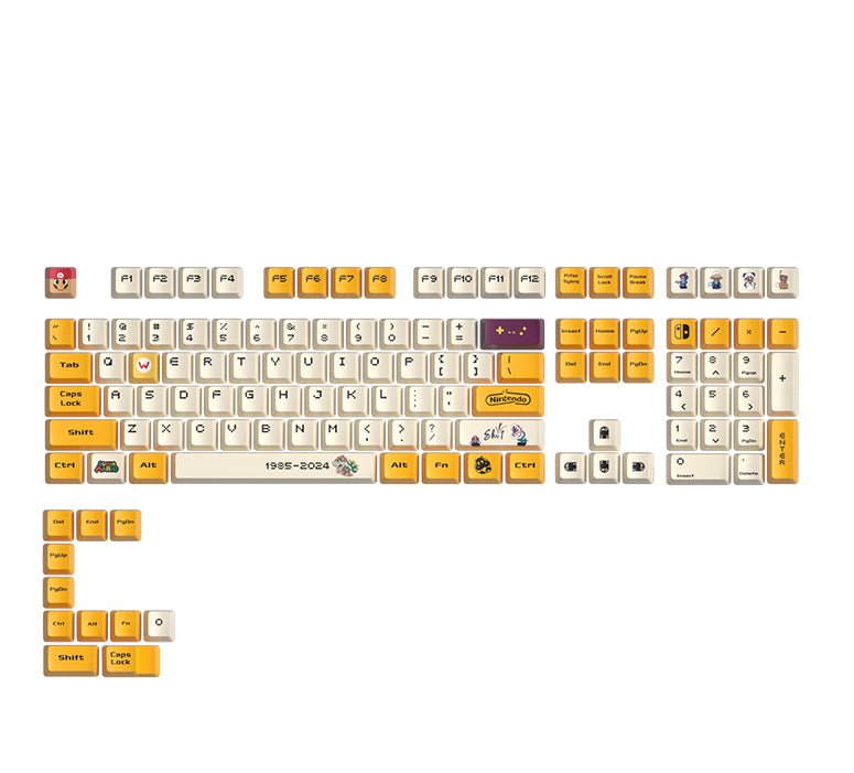 Glacier PBT Dyed Sublimated OEM Profile Mario Keycaps Set-Yellow-