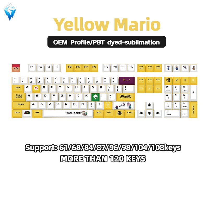 Glacier PBT Dyed Sublimated OEM Profile Mario Keycaps Set-