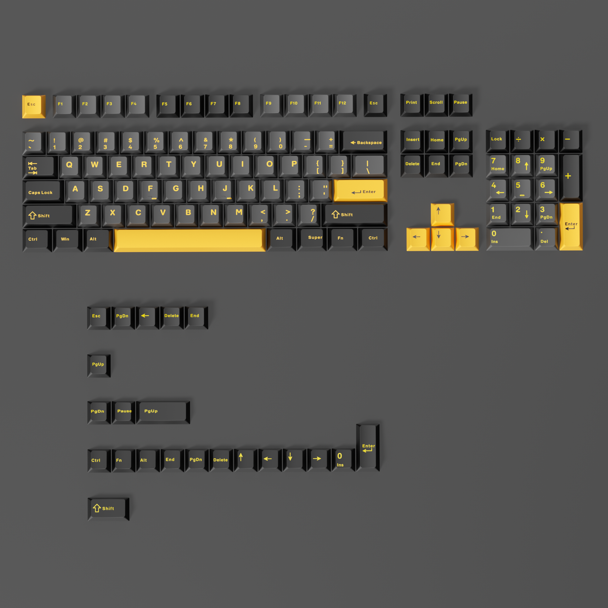 Glacier Obsidian Black Keycaps Set