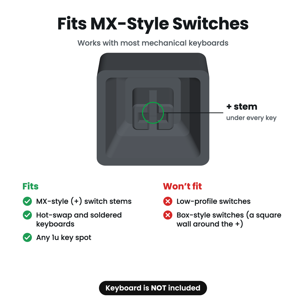 Fits MX-style switch stems