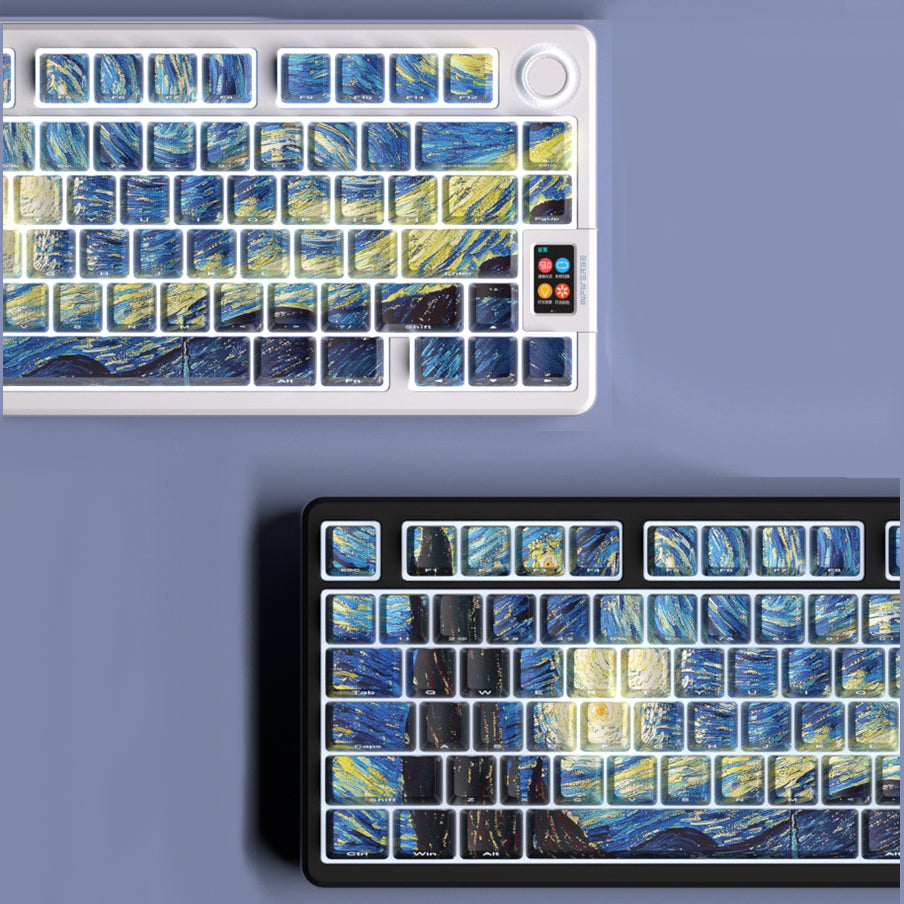 Glacier PBT Dyed Sub Cherry Profile Side Print Starry Night Keycaps Set
