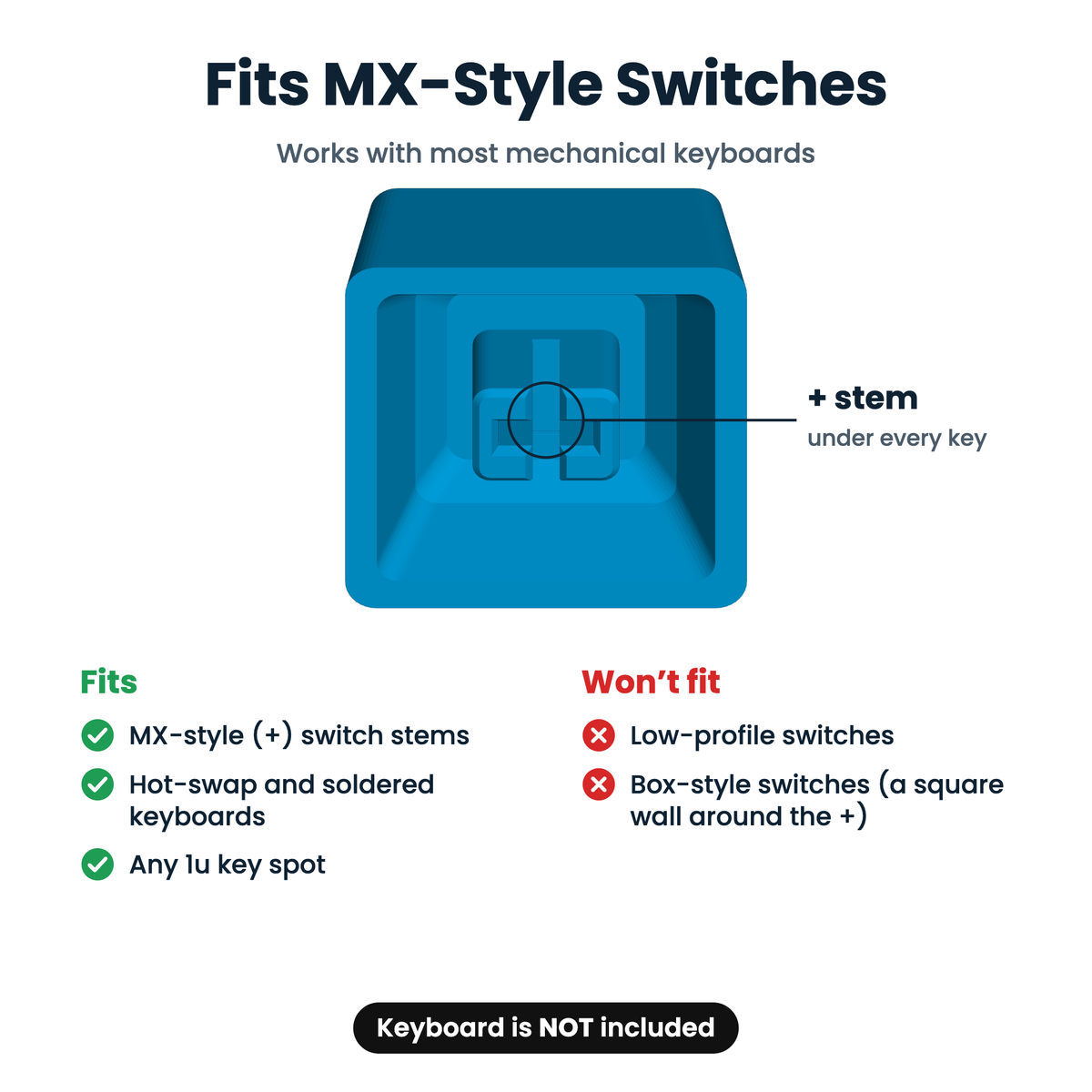 Fits MX-style switch stems