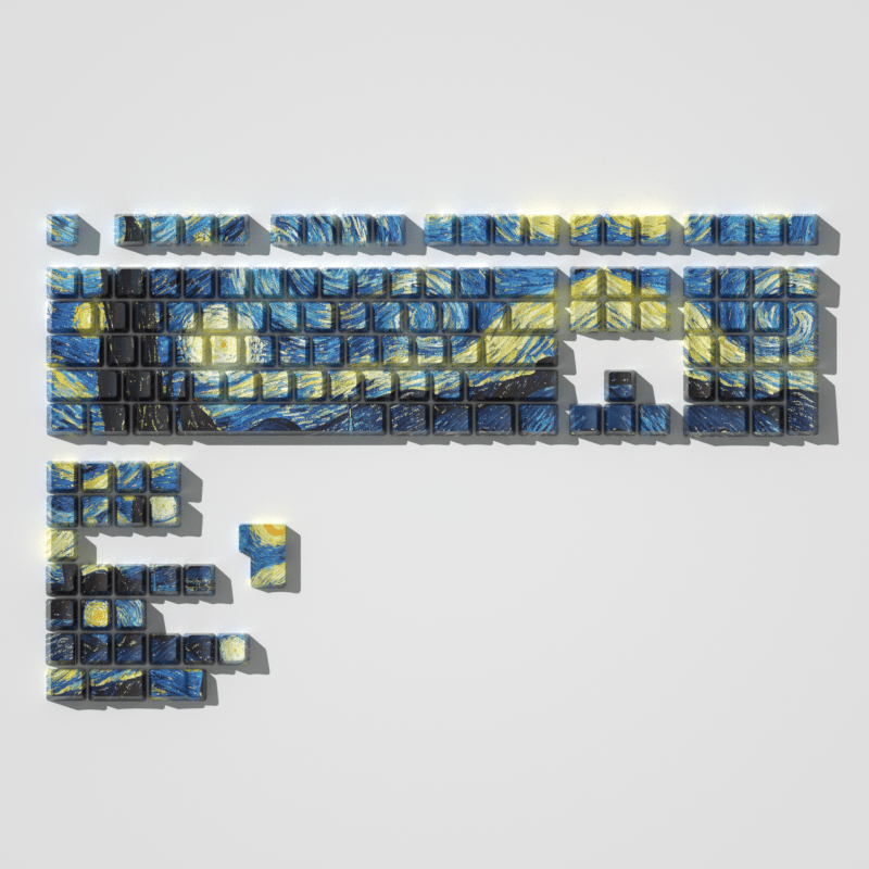 Glacier PBT Dyed Sub Cherry Profile Side Print Starry Night Keycaps Set-