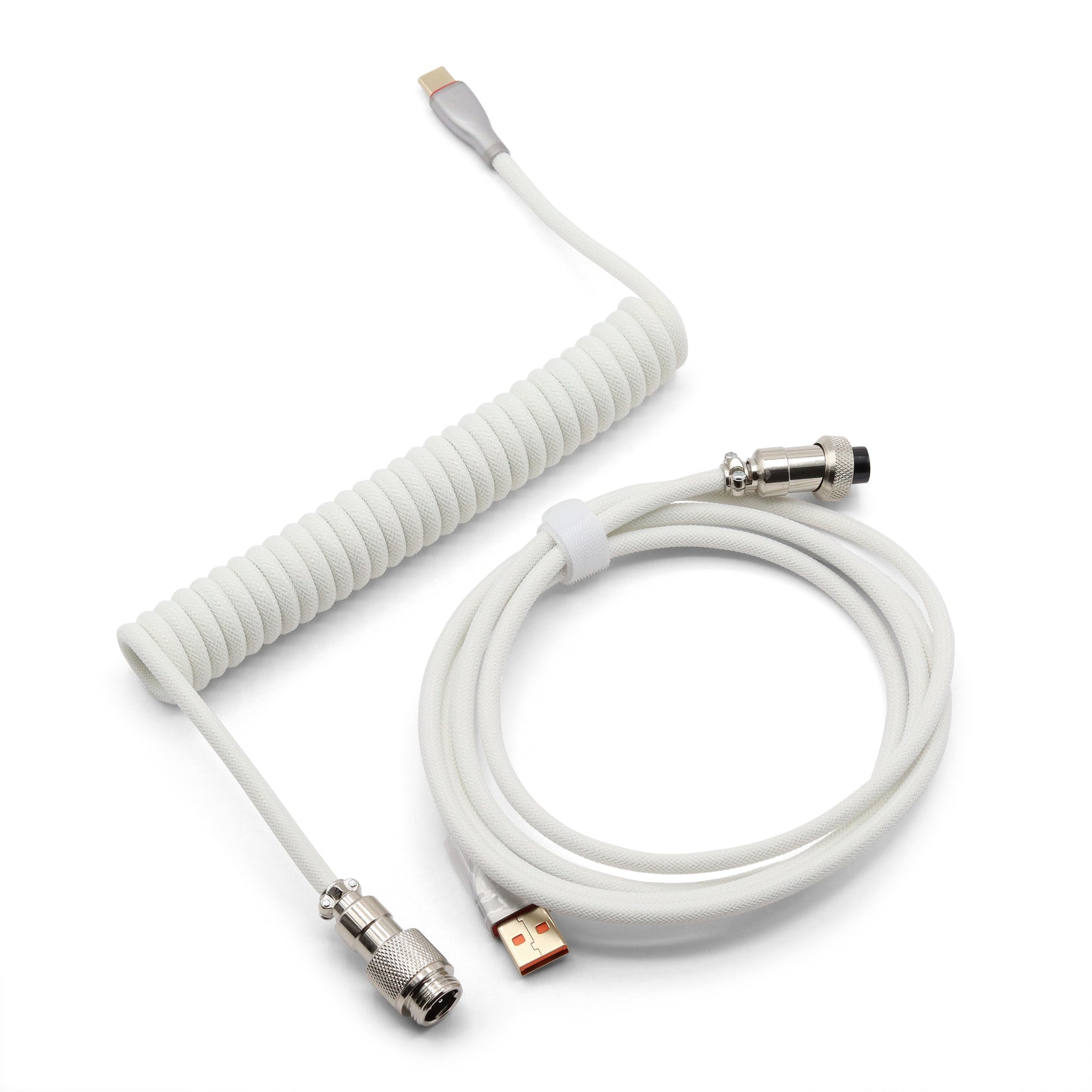 Glacier Premium Durable Quality Braided USB-C to USB-A Coiled Cable with Detachable Metal Aviator Connector Plug for Mechanical Keyboard
