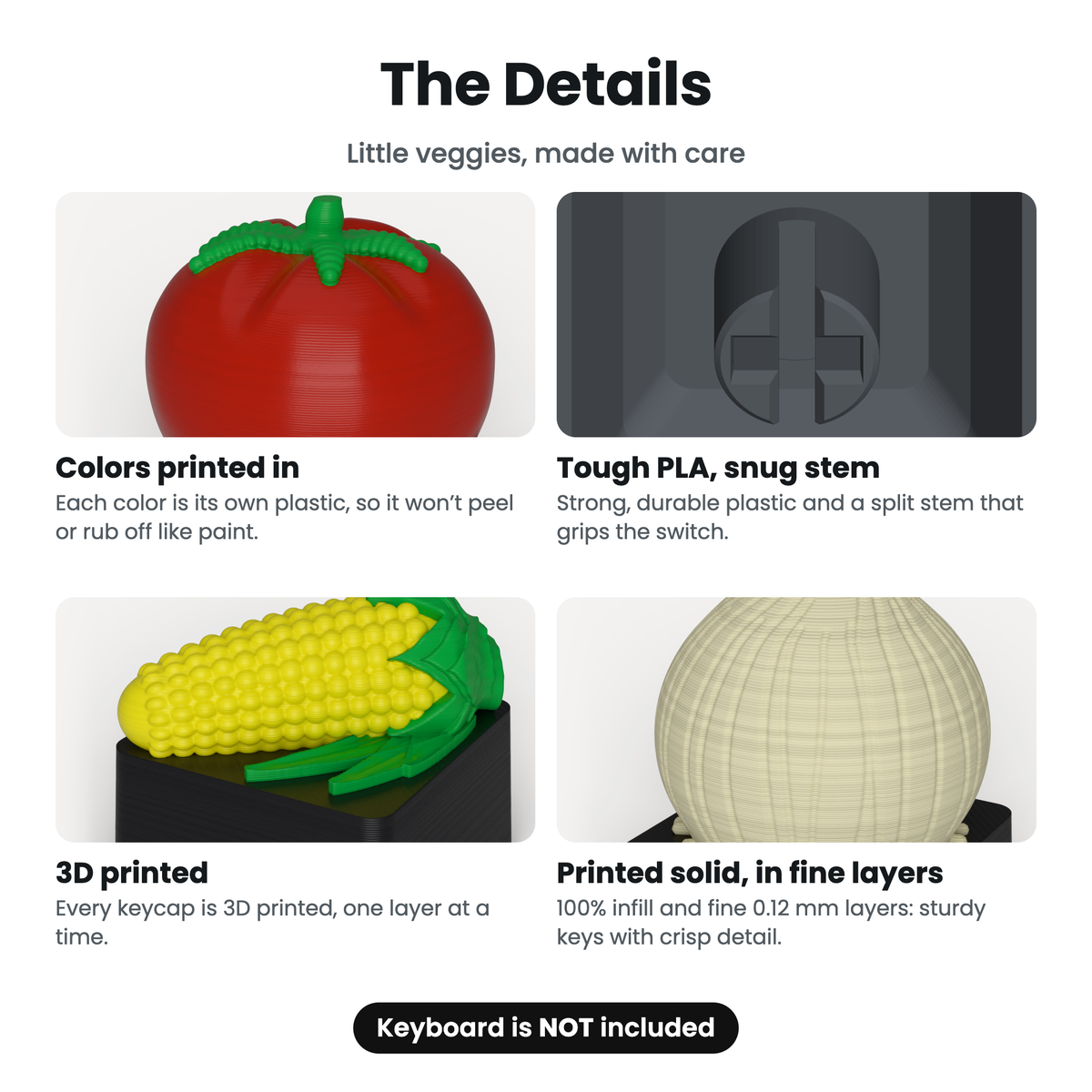 Details: colors printed in, tough PLA, printed solid in fine layers