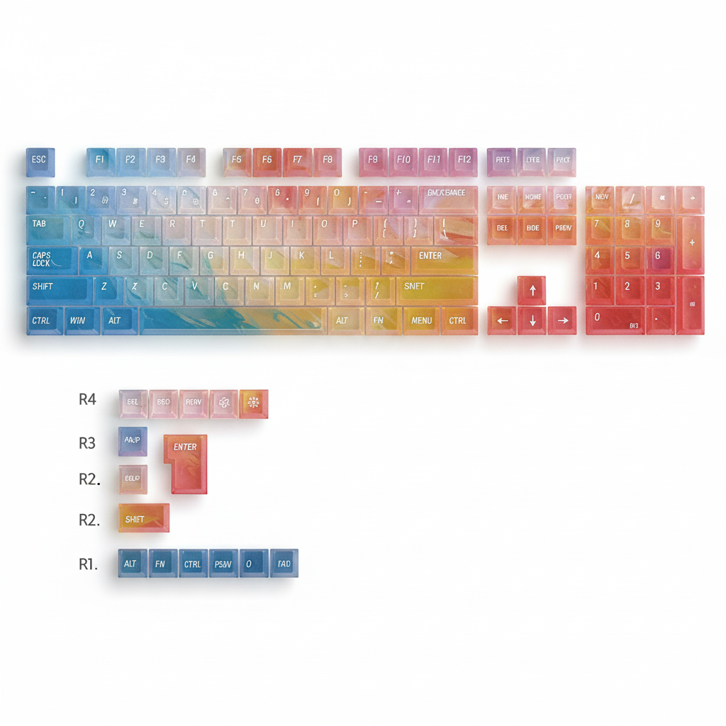 Rainbow gradient keycaps with white background