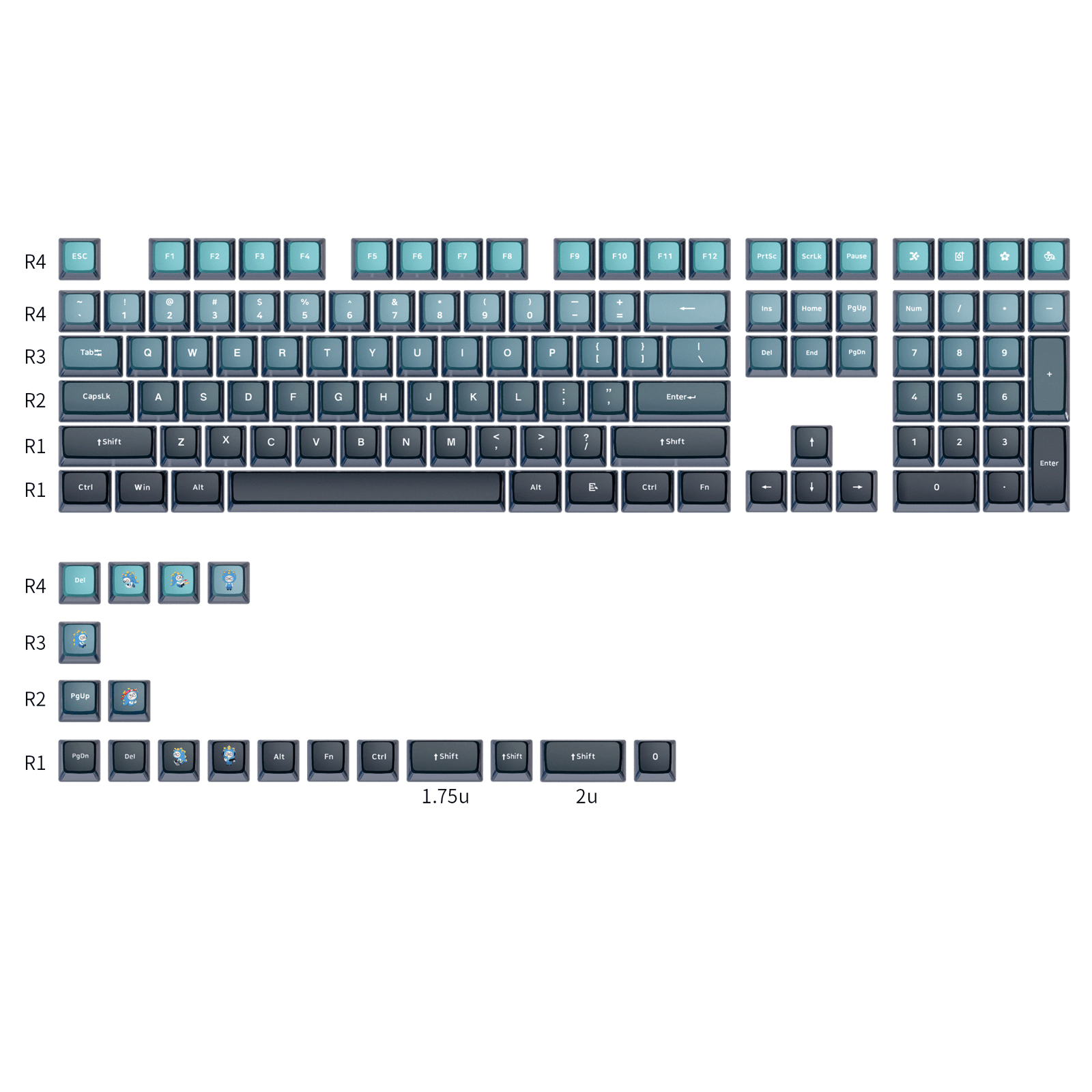 Glacier Skyloong GK7 PBT Translucent Keycaps-Blue Indigo-