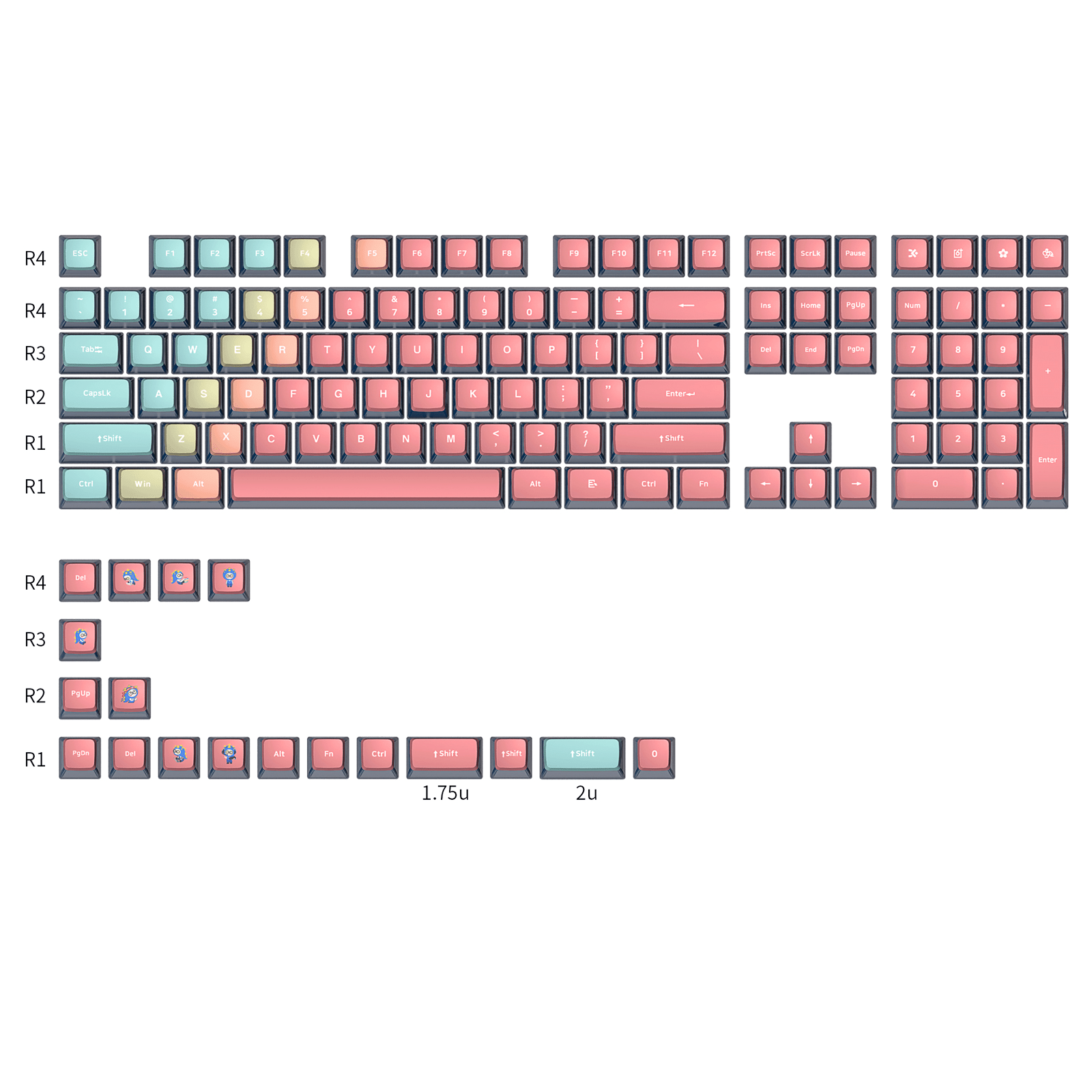 Glacier Skyloong GK7 PBT Translucent Keycaps-Decorative Powder-