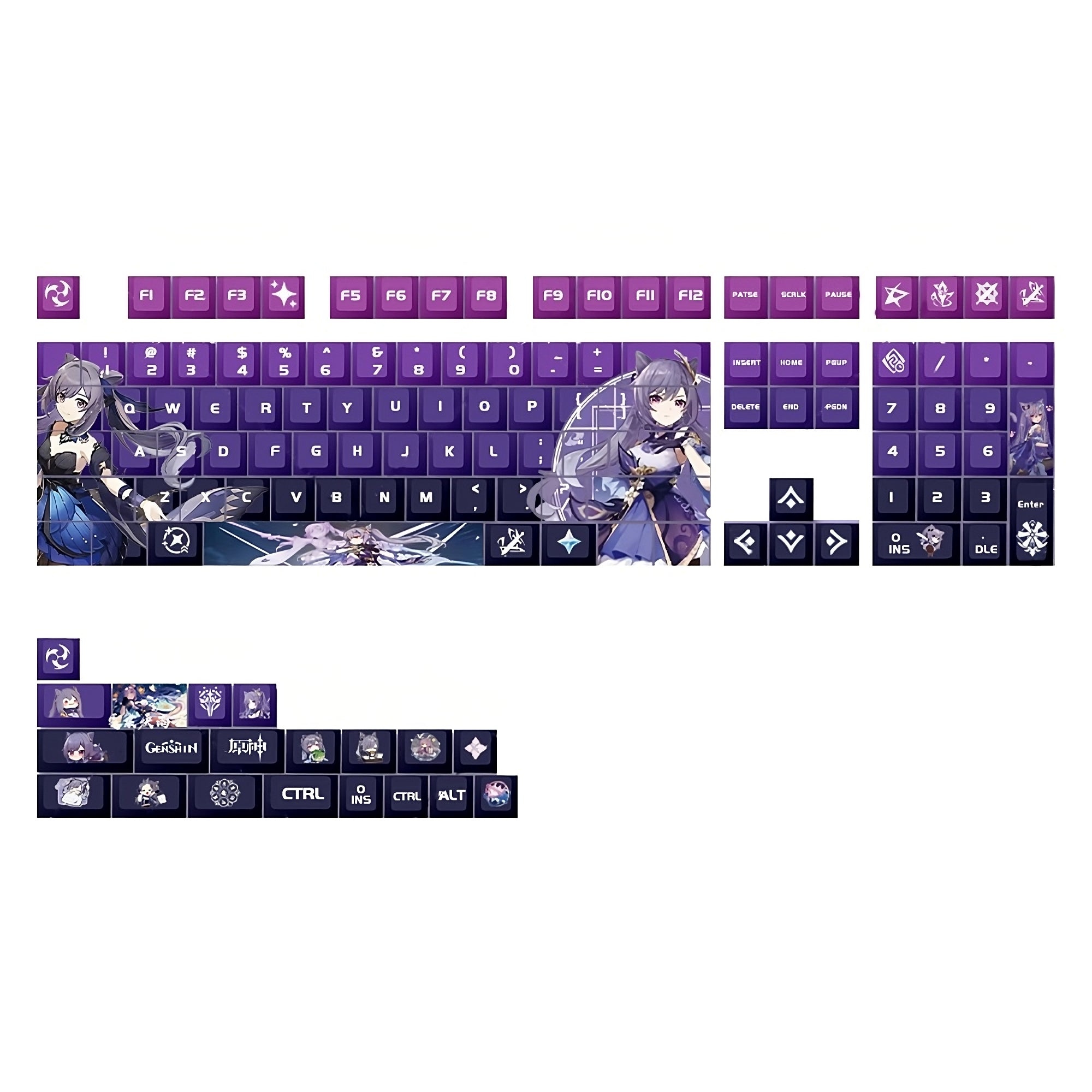 Glacier Genshin Impact PBT Dye-Sublimation Cherry Profile Full Keycaps Set-Keqing-