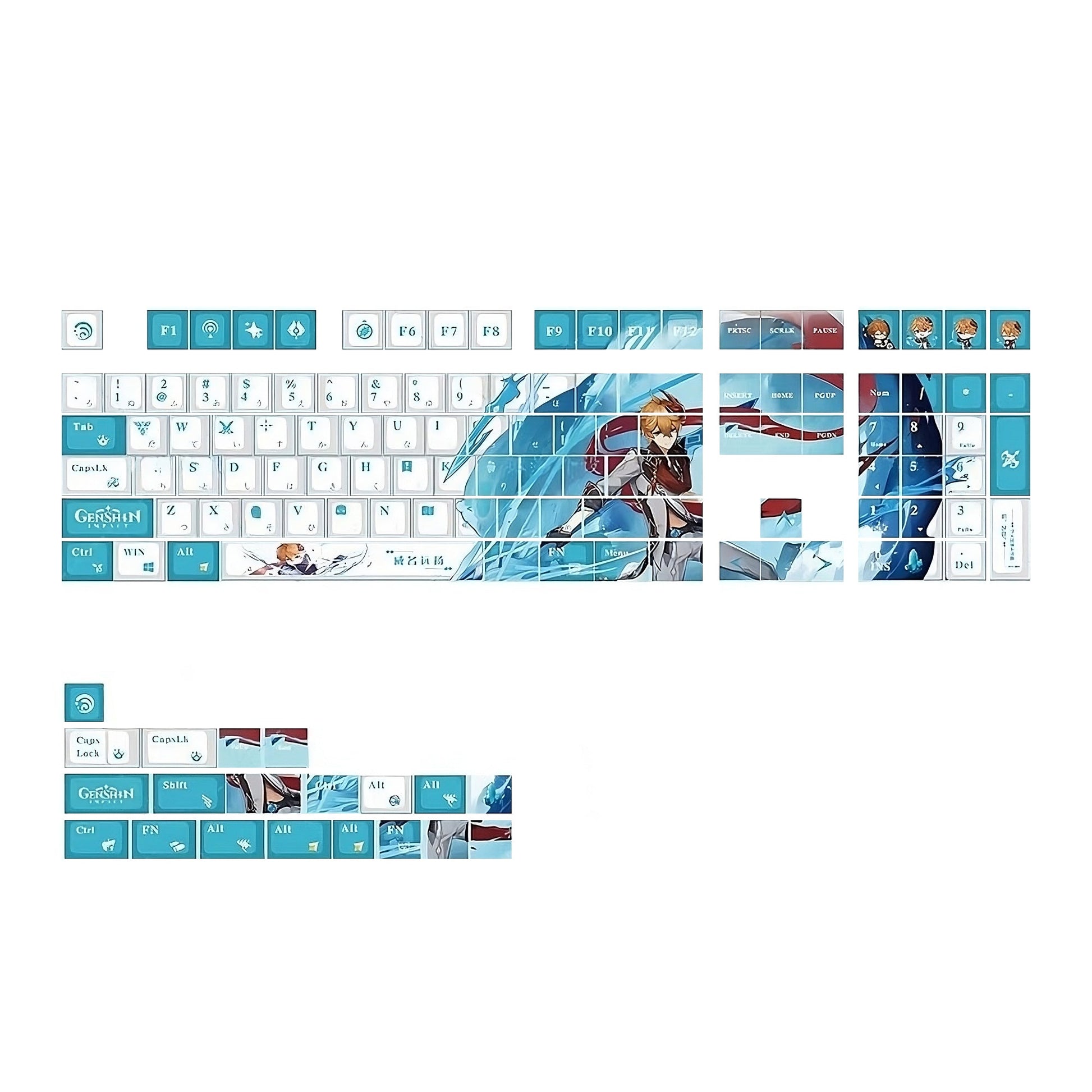 Glacier Genshin Impact PBT Dye-Sublimation Cherry Profile Full Keycaps Set-Tartagalia-