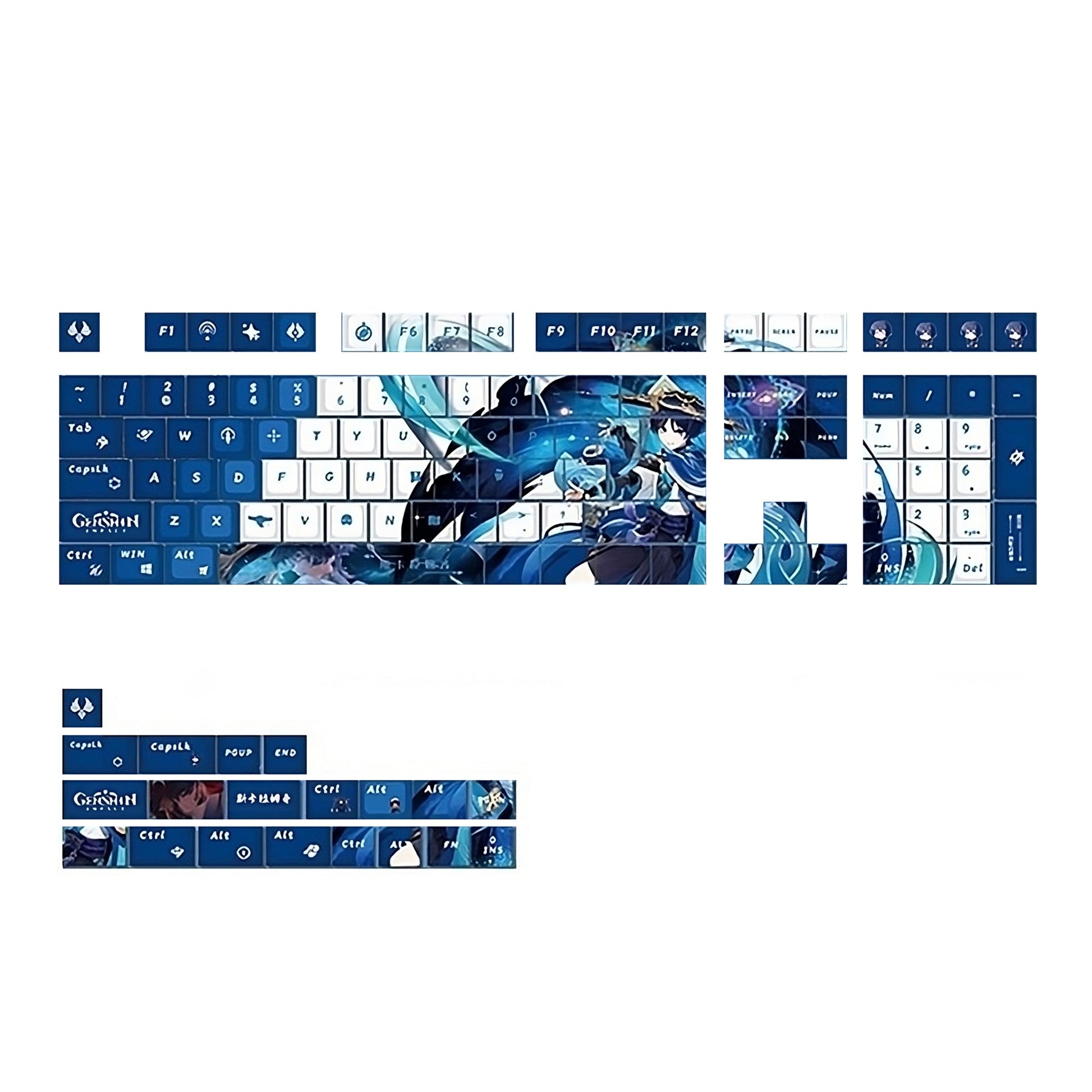 Glacier Genshin Impact PBT Dye-Sublimation Cherry Profile Full Keycaps Set-Wanderer-