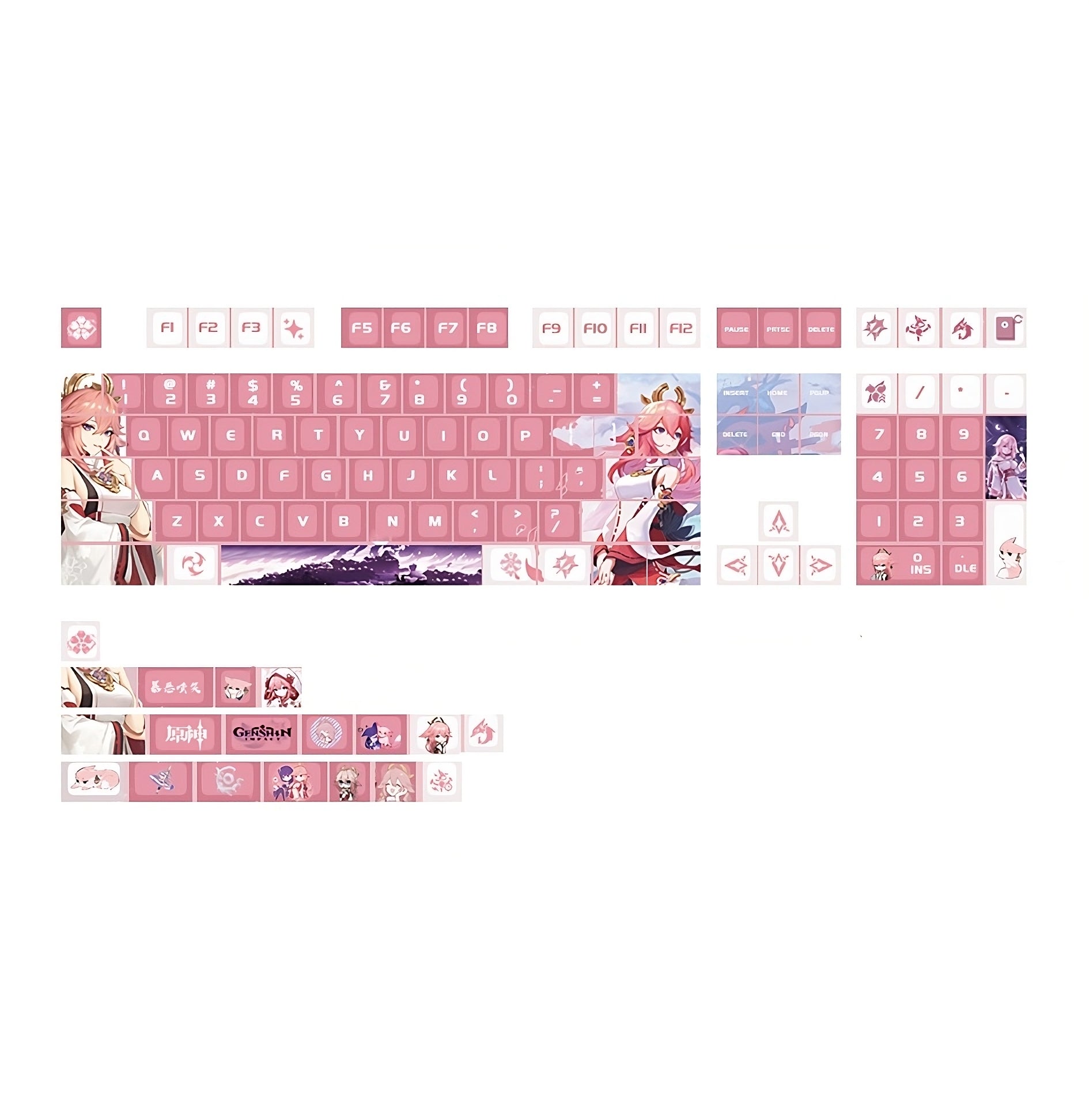 Glacier Genshin Impact PBT Dye-Sublimation Cherry Profile Full Keycaps Set-Yae Miko-